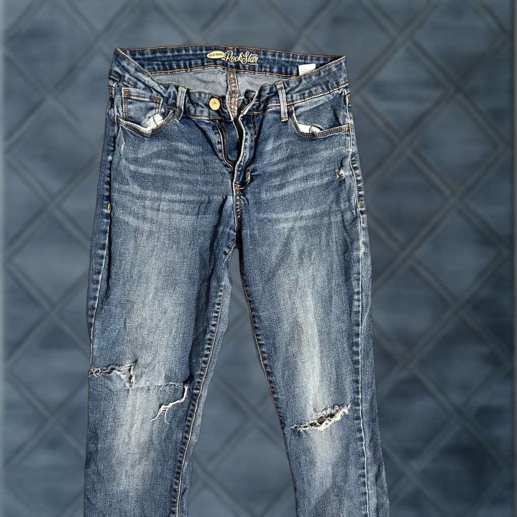 Old Navy Old Navy Womens Rockstar Super Skinny Jeans Size 10 Regular Distroy Solid Size 32" / US 10 / IT 46 - 1 Thumbnail