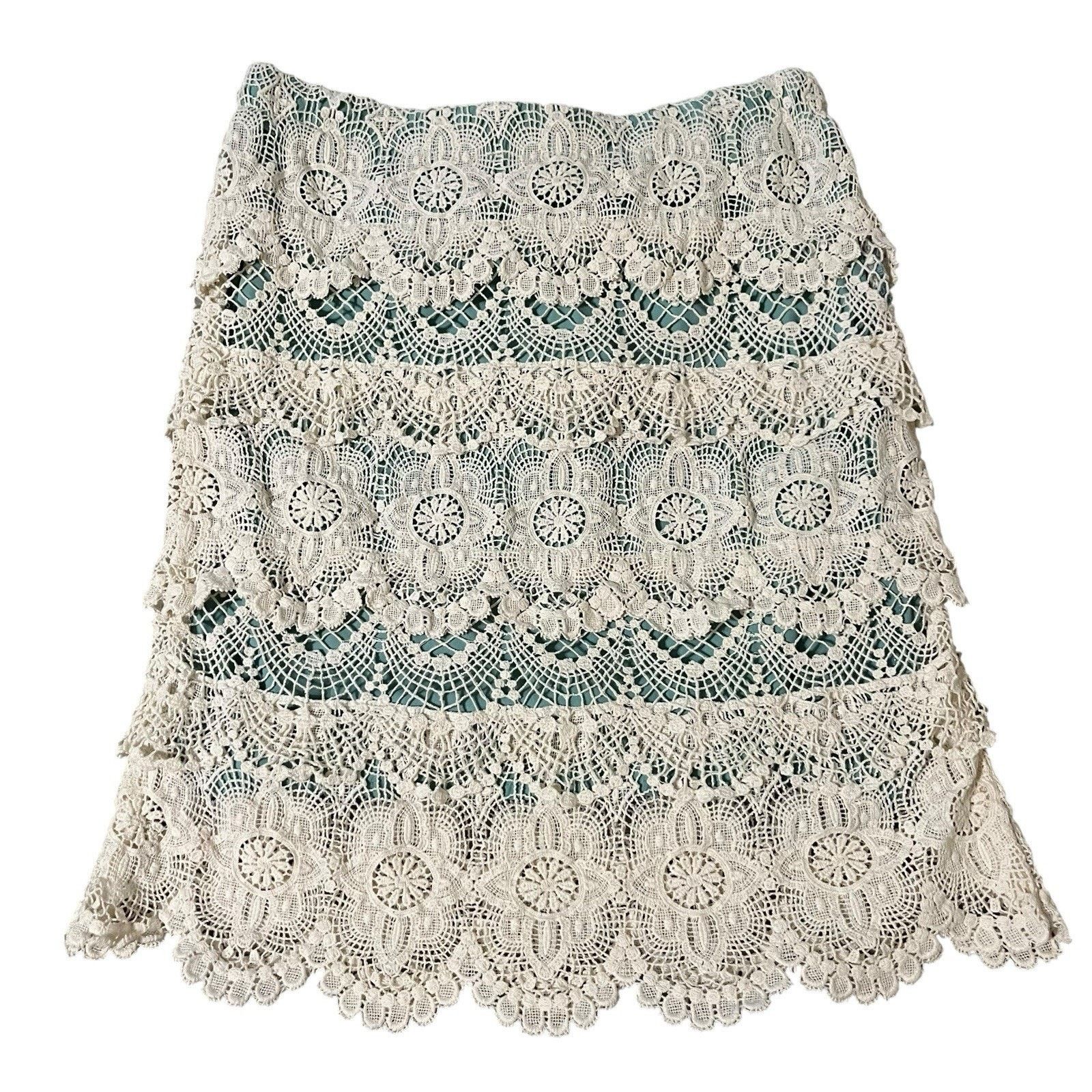 Anthropologie Comme Toi | Crochet Lace Tiered Skirt Cottagecore Croquet Size 27" / US 4 / IT 40 - 6 Thumbnail