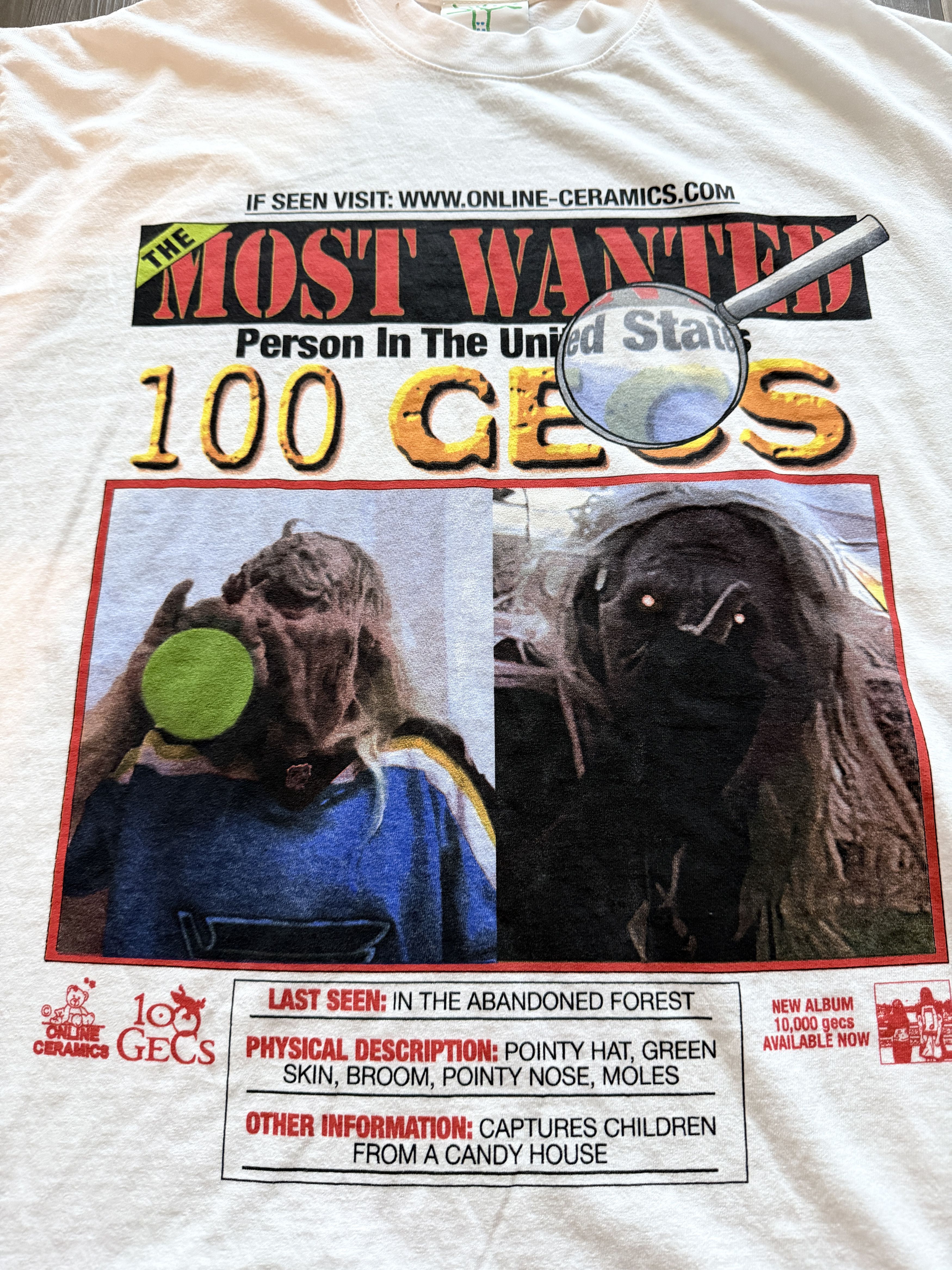 Online Ceramics OC 100 Gecs Most Wanted Person in the United States Tee Size US L / EU 52-54 / 3 - 3 Thumbnail