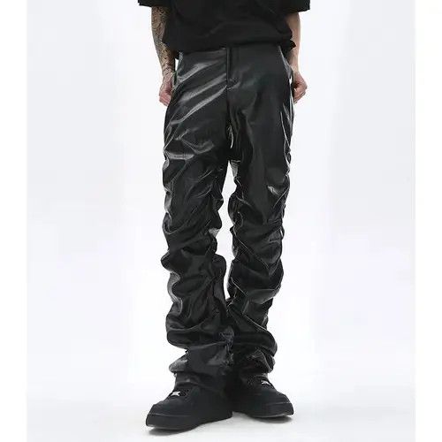 Japanese Brand × Vintage Stacked leather oversized pants Size US 32 / EU 48 - 1 Thumbnail