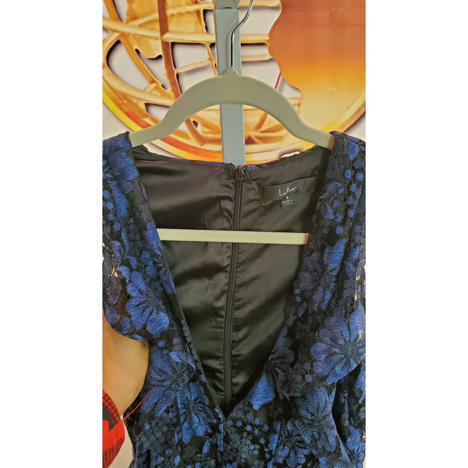Lulus LuLus Royal Blue Lace Sheath Dress Nude Lined V-Neck Size S Size S / US 4 / IT 40 - 5 Thumbnail