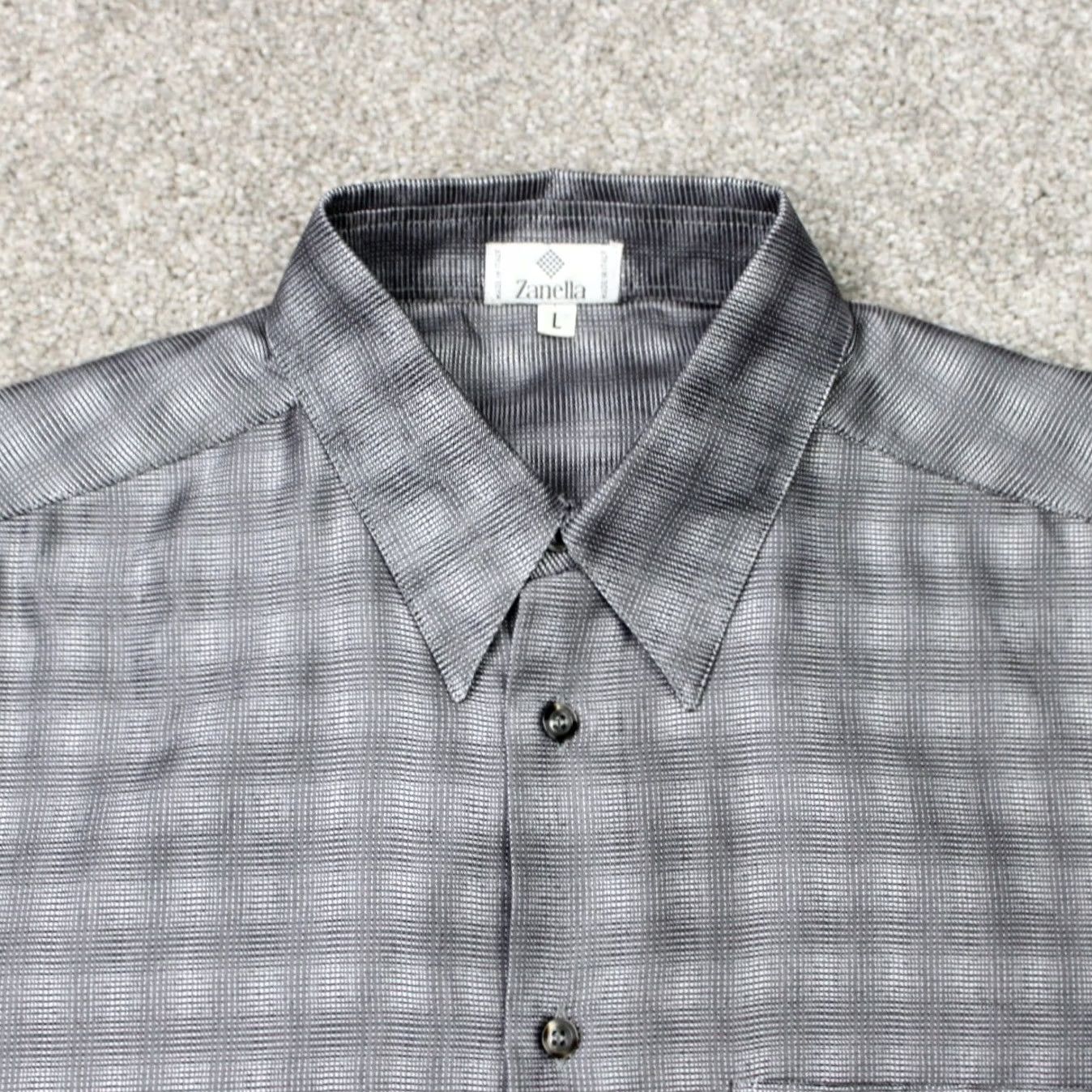 Zanella Zanella Shirt Mens Large Gray Plaid 100% Cotton Long Sleeve Button Up Size US L / EU 52-54 / 3 - 6 Thumbnail