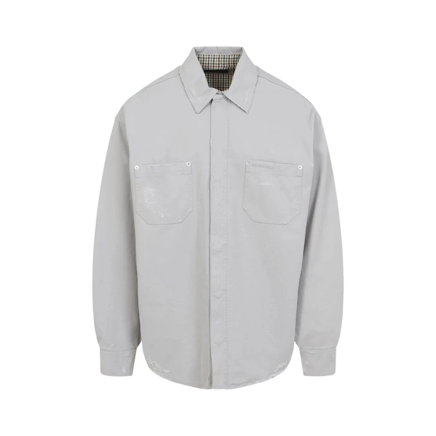 BALENCIAGA $1850 Light Gray Workwear Overshirt New