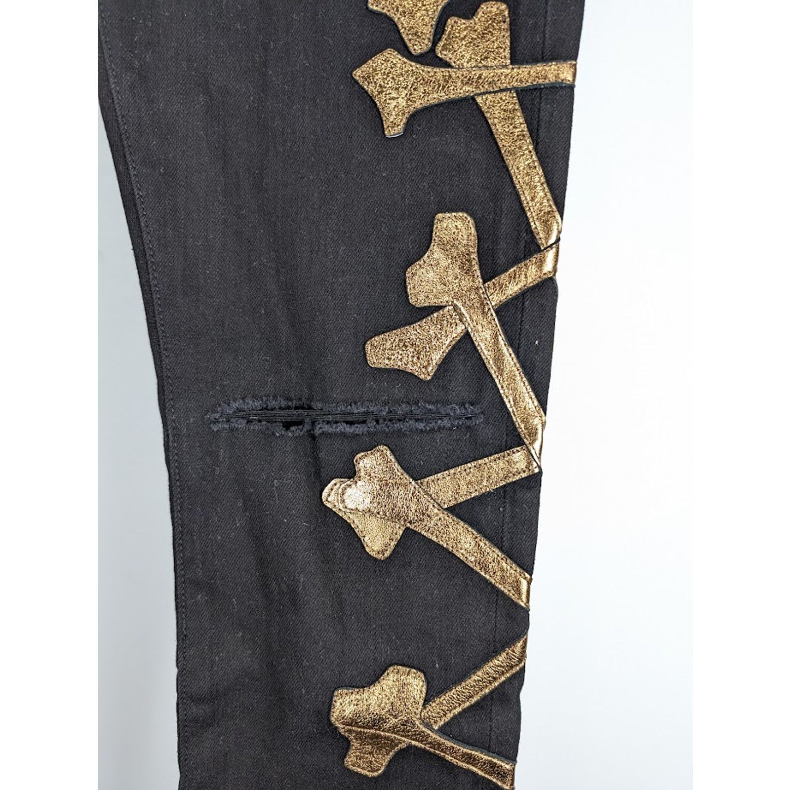 Amiri o1rshd1 Bones Jeans in Black/Gold Size US 33 - 6 Thumbnail