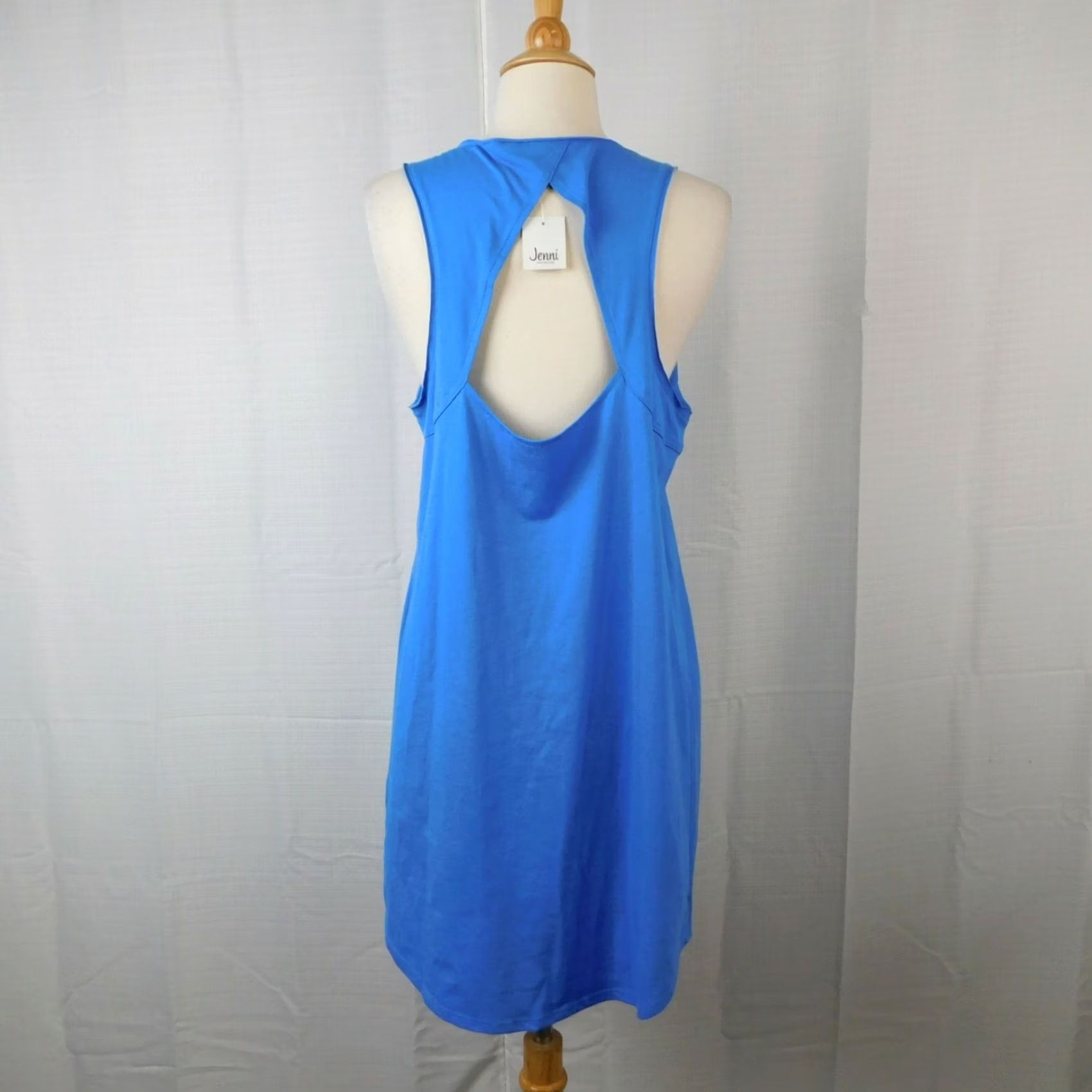 Vintage Jenni Sleepshirt XS Blue Open-Back Nightgown Sleeveless Chemise Lightweight Cotton Blend Knit Womens XS Bright Blue Jenni Shirt Nightgown? Size XS / US 0-2 / IT 36-38 - 3 Thumbnail