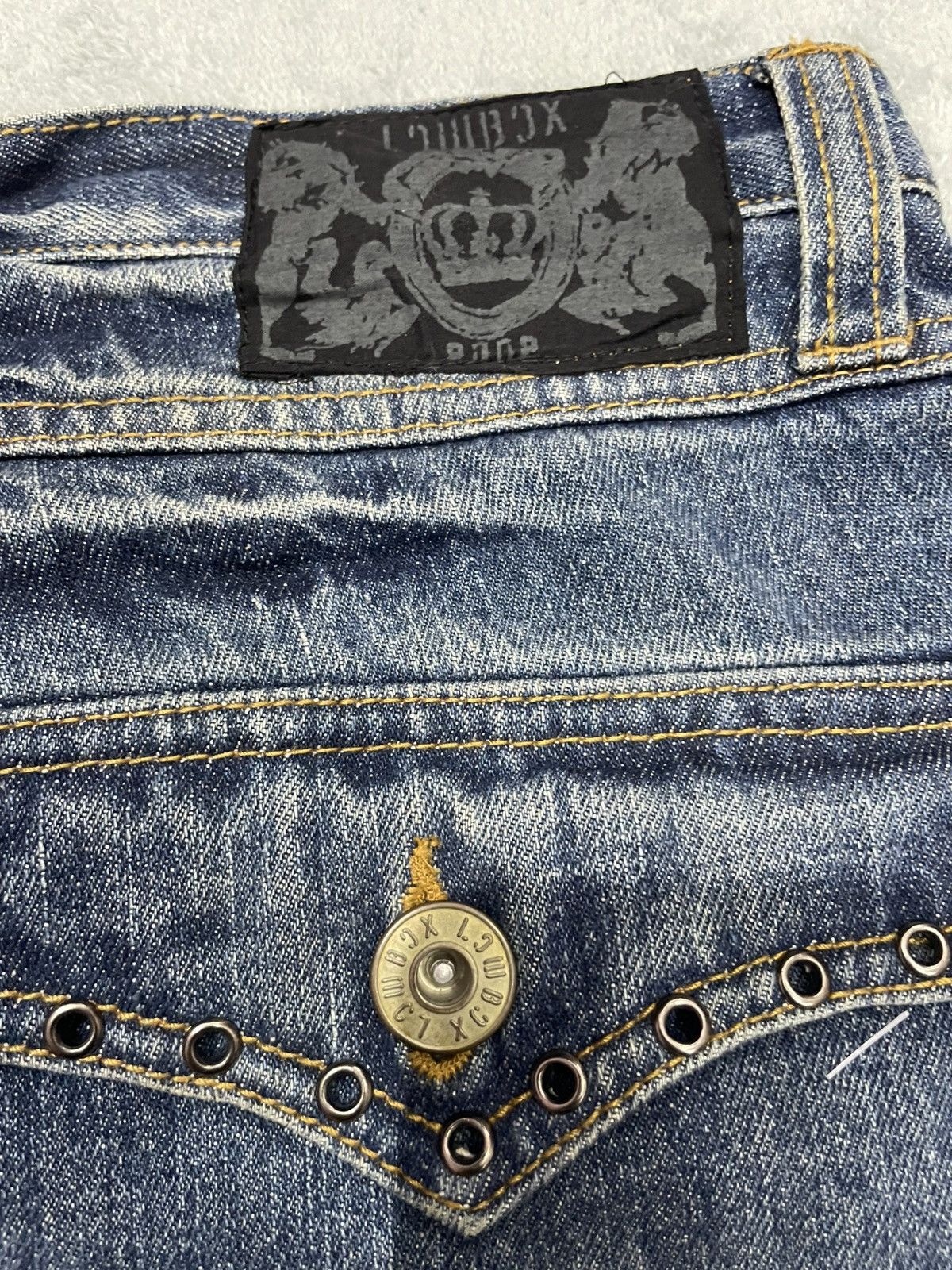 Japanese Brand × LOWBOX LOWBOX SNAKE POCKET Blue faded wash style loose jeans Size US 31 - 17 Thumbnail