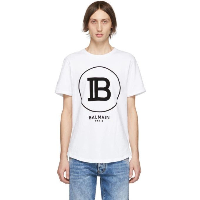 Balmain o1y0426 Logo Crewneck T-Shirt in White Size US S / EU 44-46 / 1 - 1 Thumbnail