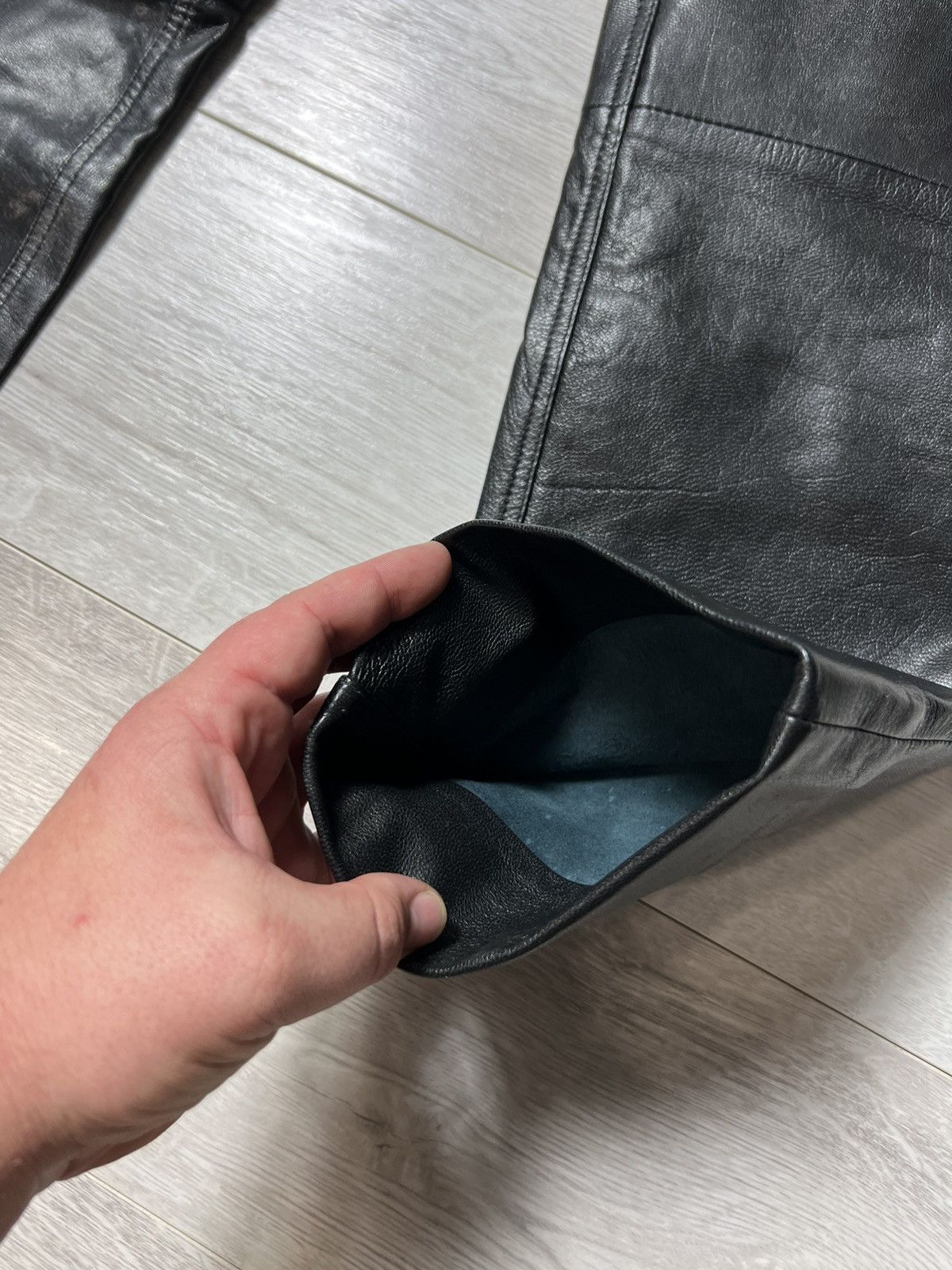 Genuine Leather × Vintage Vintage Men’s Real Leather Pants – Biker Black – Size 33 Size US 33 - 8 Thumbnail