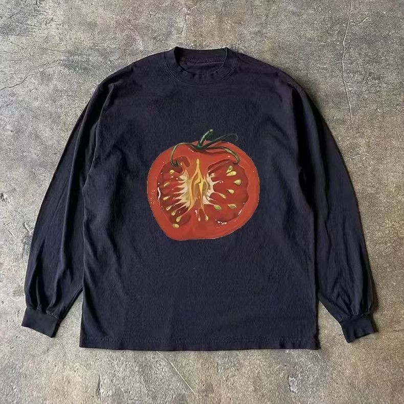Vintage Black washed retro tomato print long-sleeved T-shirt Size US M / EU 48-50 / 2 - 1 Thumbnail