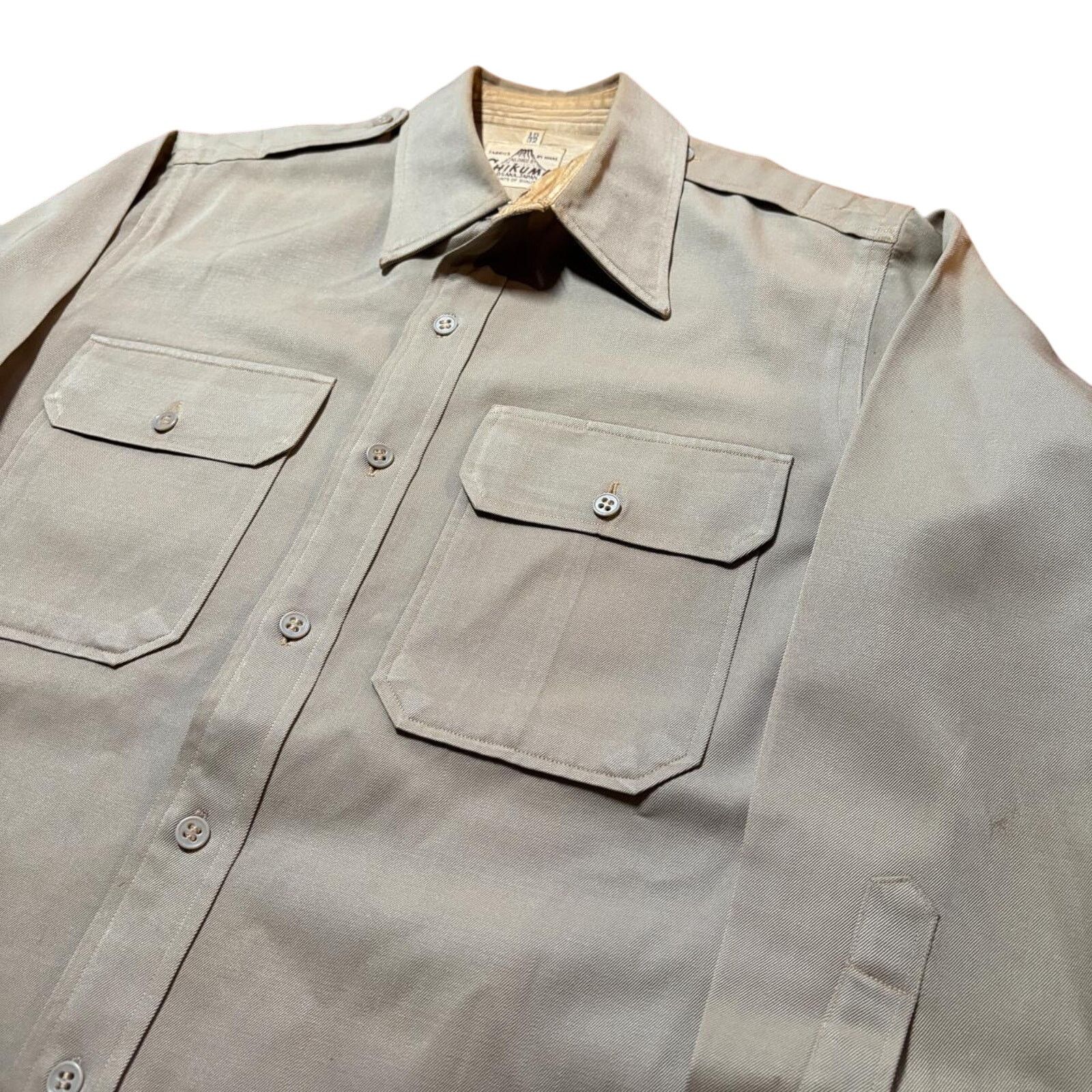 Vintage Vtg Chikuma Japanese Cotton Rayon Gabardine Uniform Shirt Size US L / EU 52-54 / 3 - 7 Thumbnail