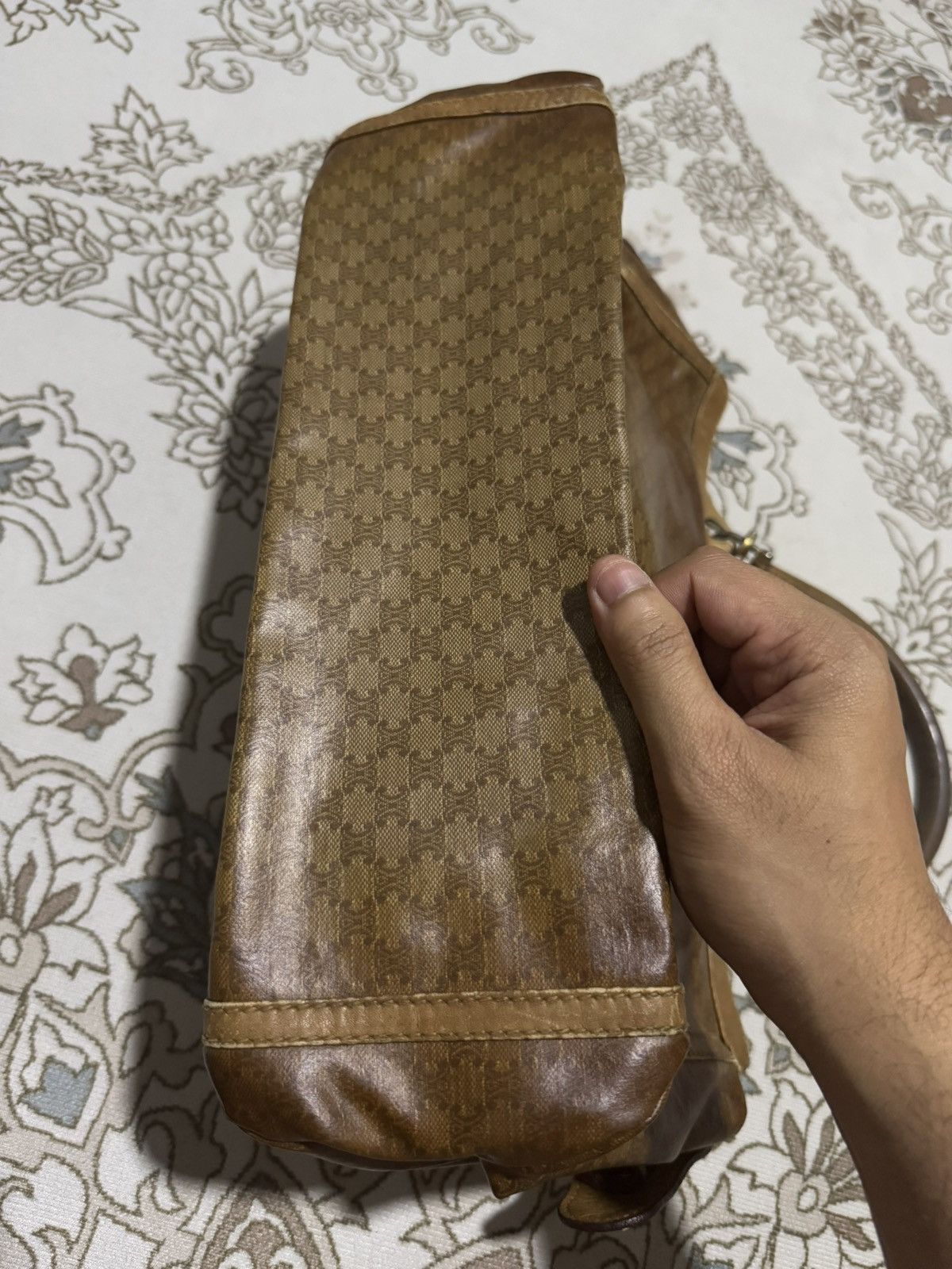 Celine × Vintage Vtg Leather Boston Bag Old Celine Macadam Monogram Size ONE SIZE - 6 Thumbnail