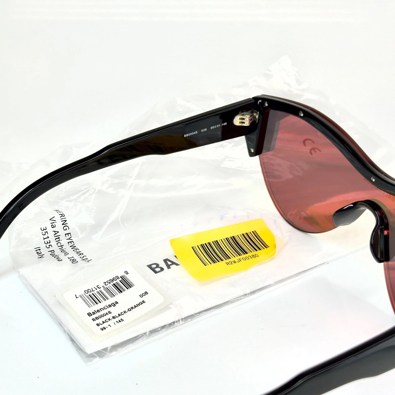 Balenciaga BALENCIAGA BB0004S SKI 0004 Black Orange Shield Mask Fashion Size ONE SIZE - 6 Thumbnail