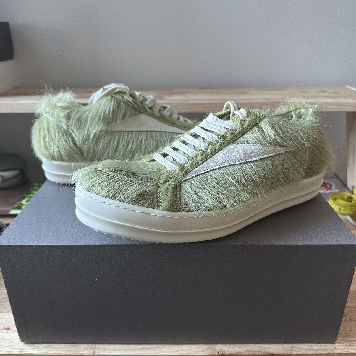 image of Rick Owens Luxor Vans Vintage Sneaker Pony Hair Dirty Acid in Acid Green, Men's (Size 9)