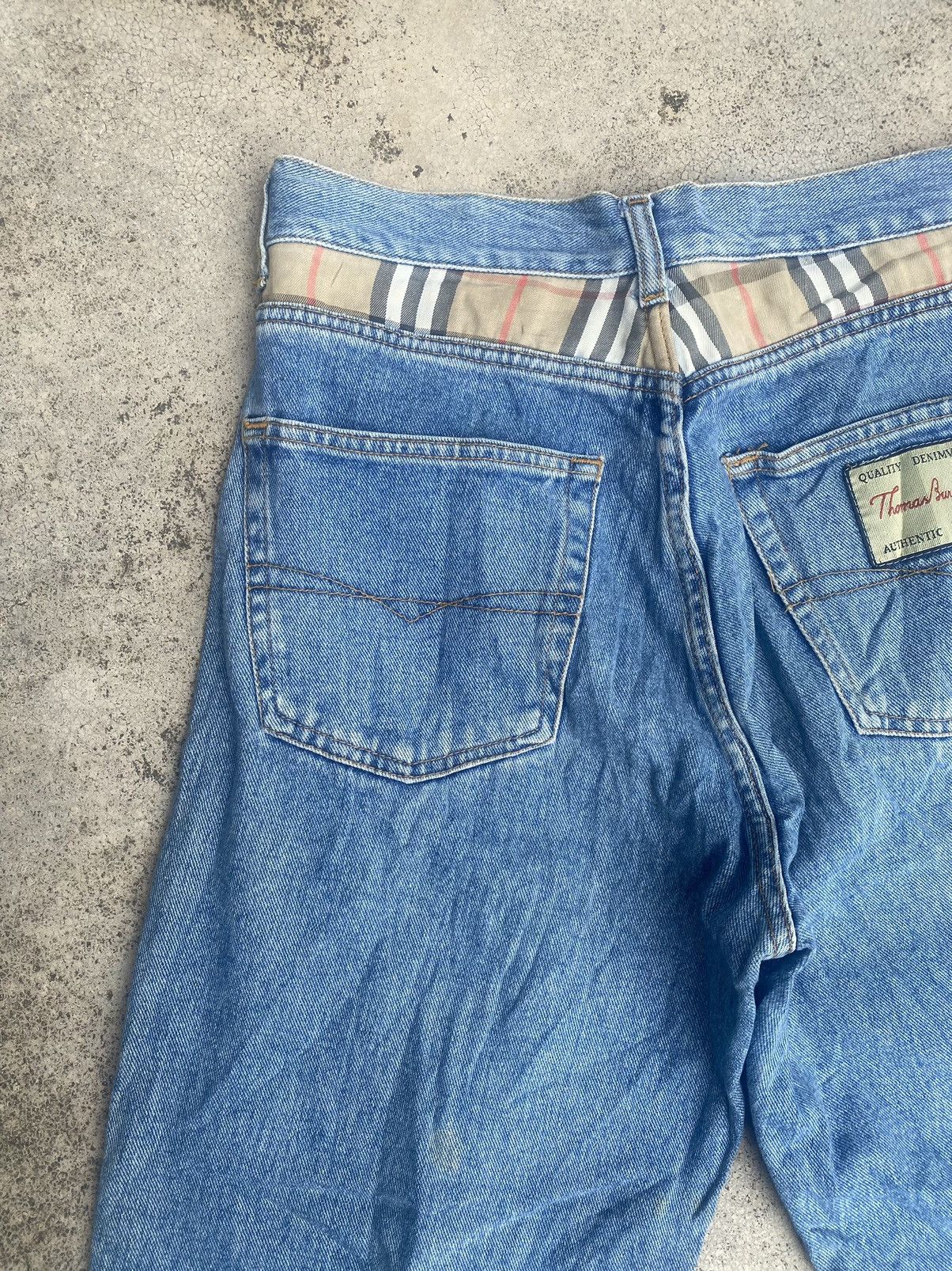 Burberry × Designer × Vintage Vintage Thomas Burberry Loose Wide Leg Jeans Size US 29 - 18 Thumbnail