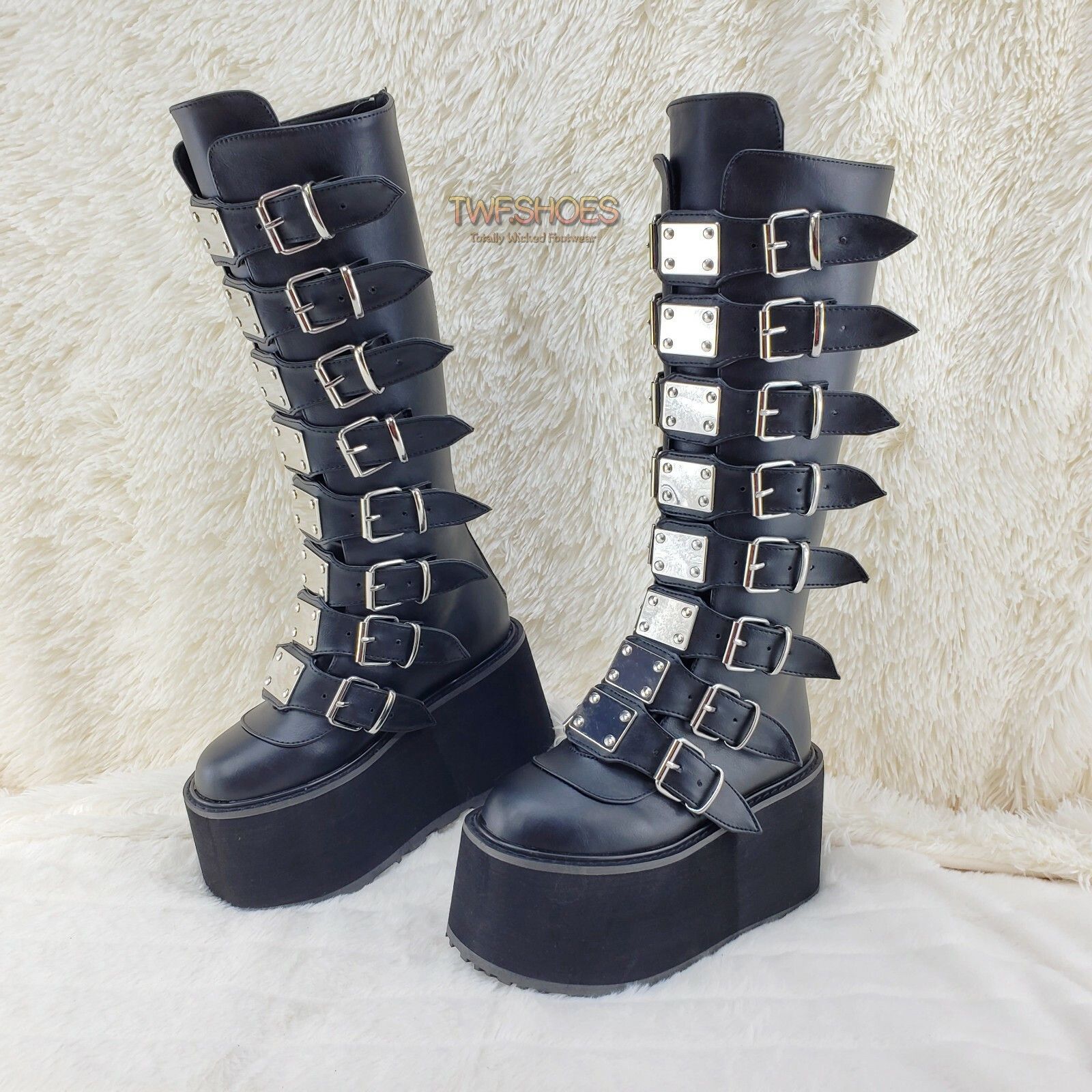 Demonia Cult DEMONIA Damned 318 Multi Strap Goth Punk Rock Platform Boots Size US 6 / IT 36 - 1 Thumbnail