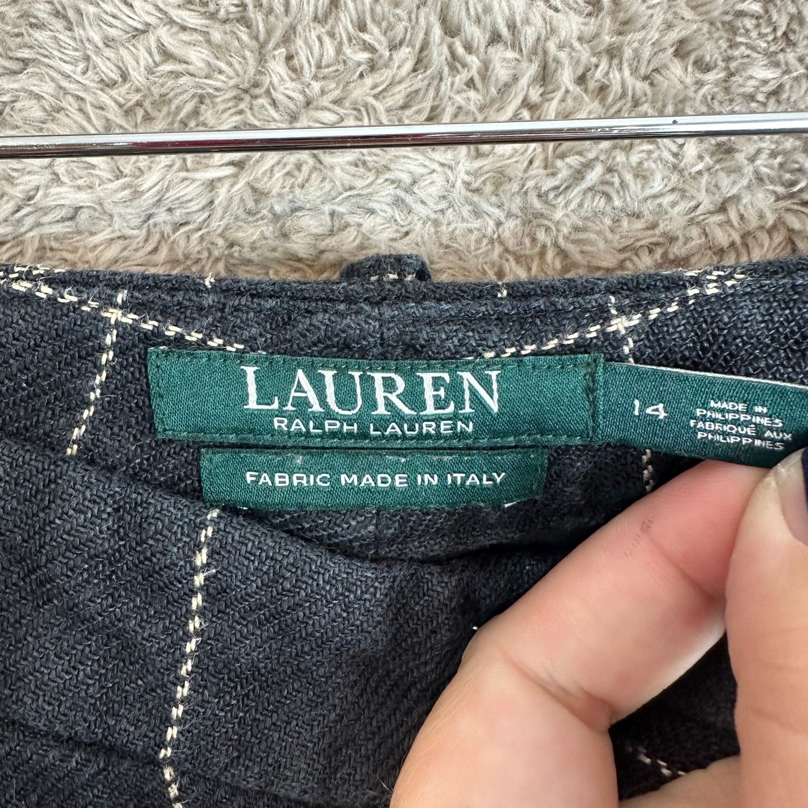 Lauren Ralph Lauren LRL Ralph Lauren Gray 14 Linen Windowpane Plaid Cuffed Pants Size 36" / US 14 / IT 50 - 8 Thumbnail