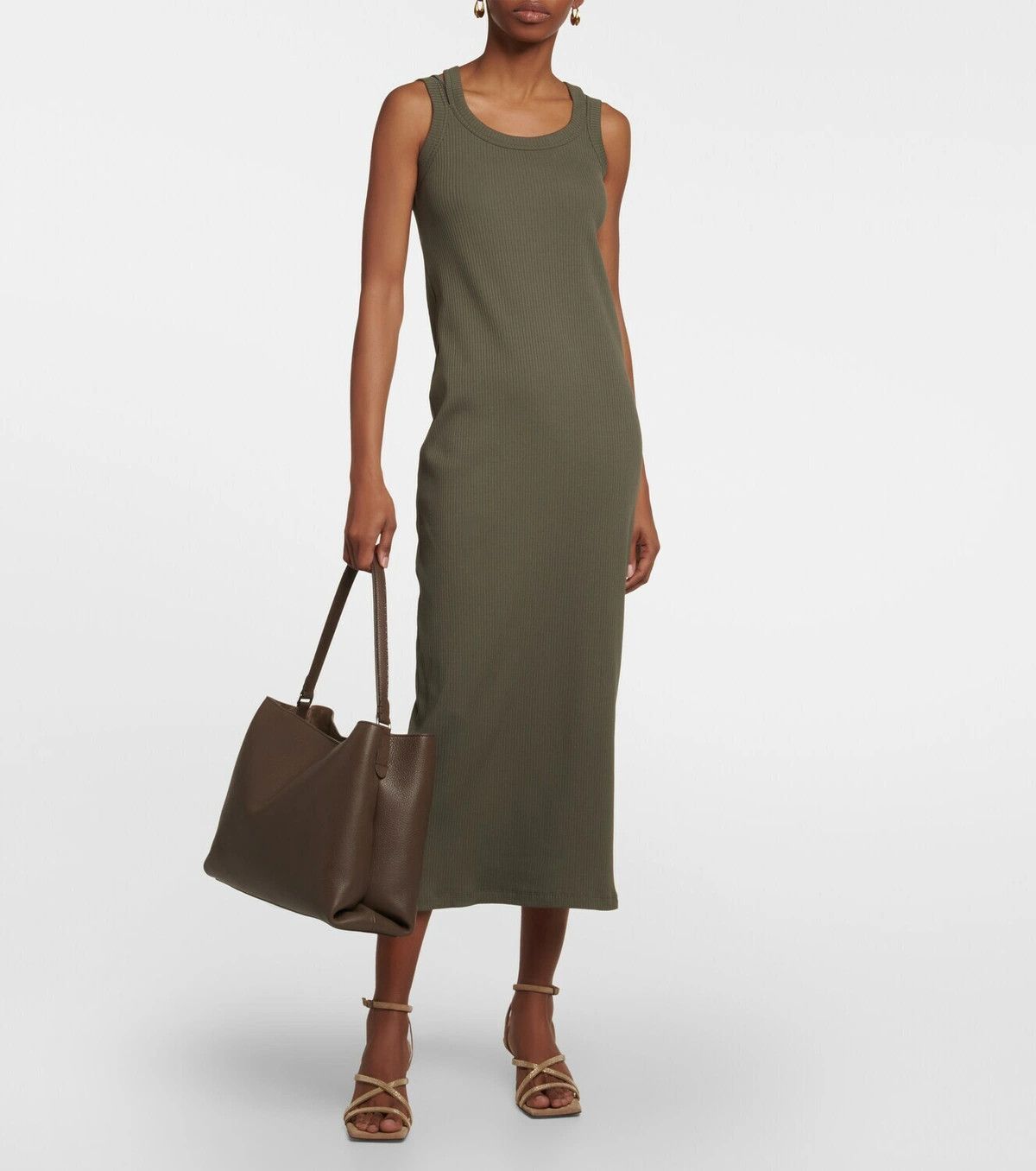 Brunello Cucinelli o1y0725 Midi Dress in Military Green Size L / US 10 / IT 46 - 6 Thumbnail