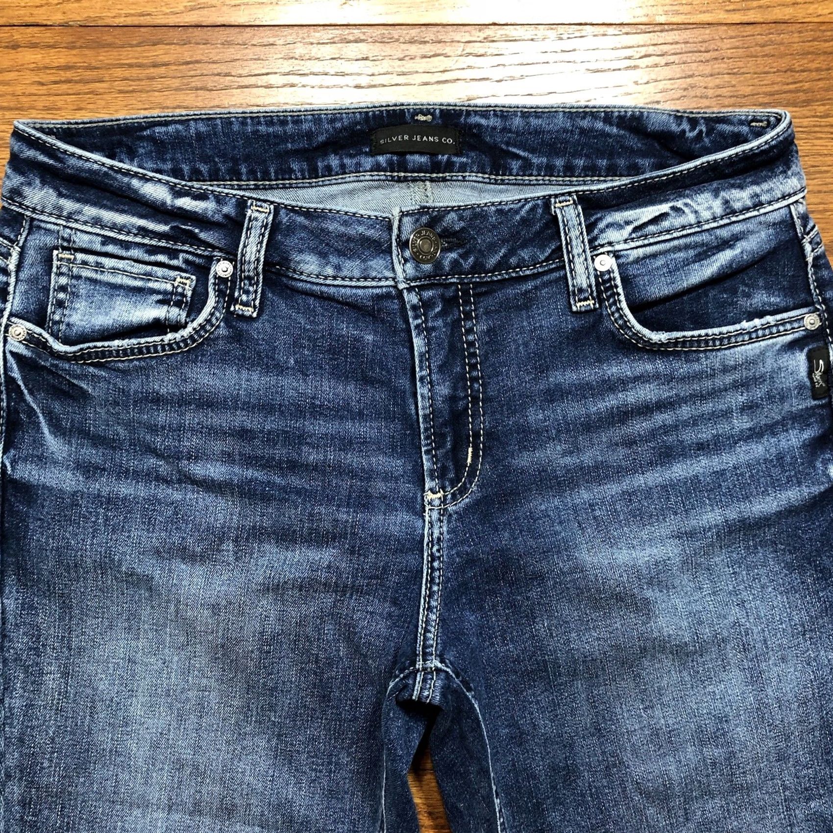 Silver Jeans Co. Silver Jeans Womens Jeans Elyse Slim Bootcut Mid Rise Blue Denim 29x31 Size 29" - 4 Thumbnail