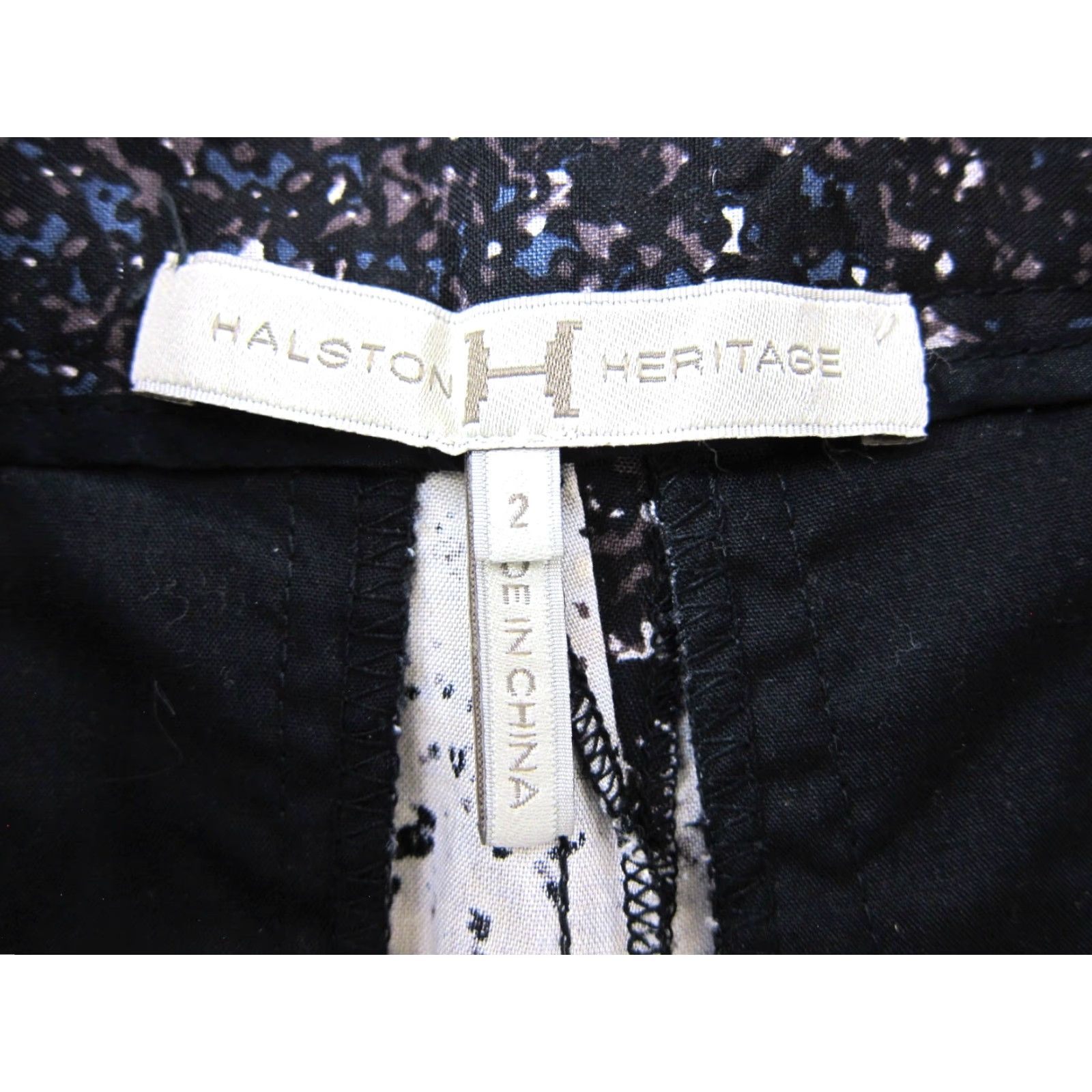 Halston Halston Heritage Silk Wool Black Blue White Splatter Pocket Chino Pant Women 2 Size 26" / US 2 / IT 38 - 3 Thumbnail
