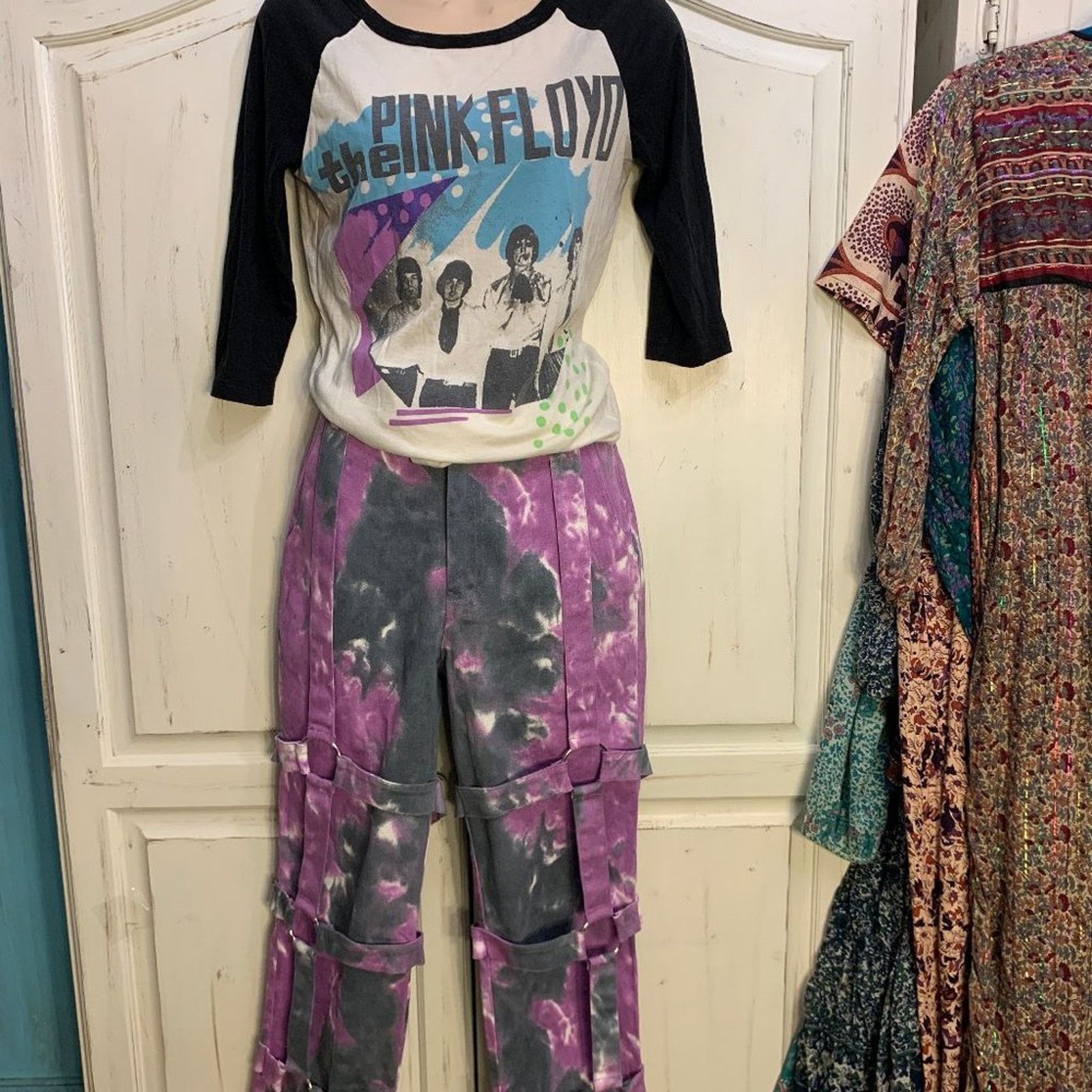 Other NWT Y2K TIE DYE BUCKLED O RING CARGO UTILITY PANTS Size 28" / US 6 / IT 42 - 10 Thumbnail