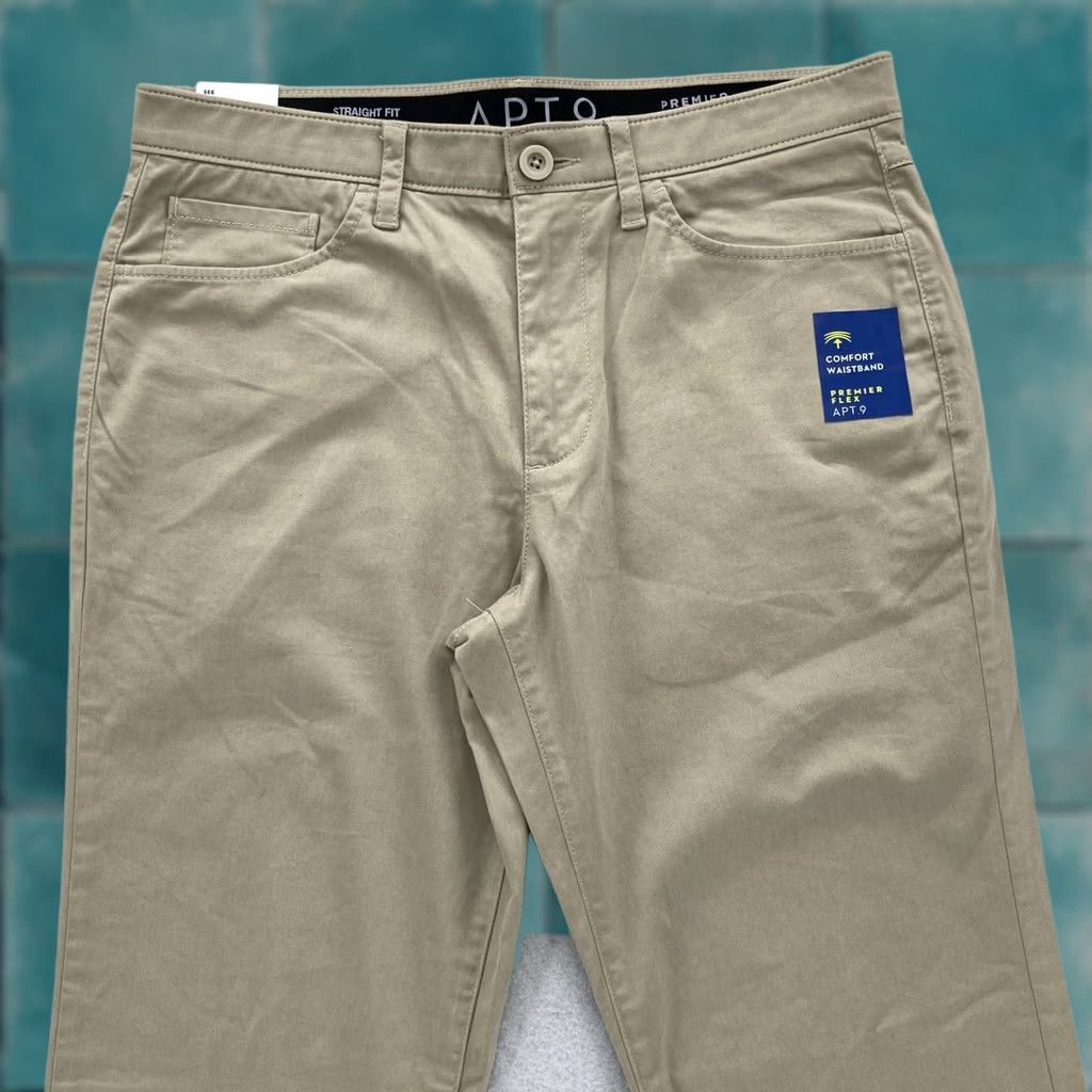 Apt. 9 Apt. 9 Premier Flex Chino Pants Mens 33x30 Straight Beige 5-Pocket Preppy Size US 33 - 1 Thumbnail