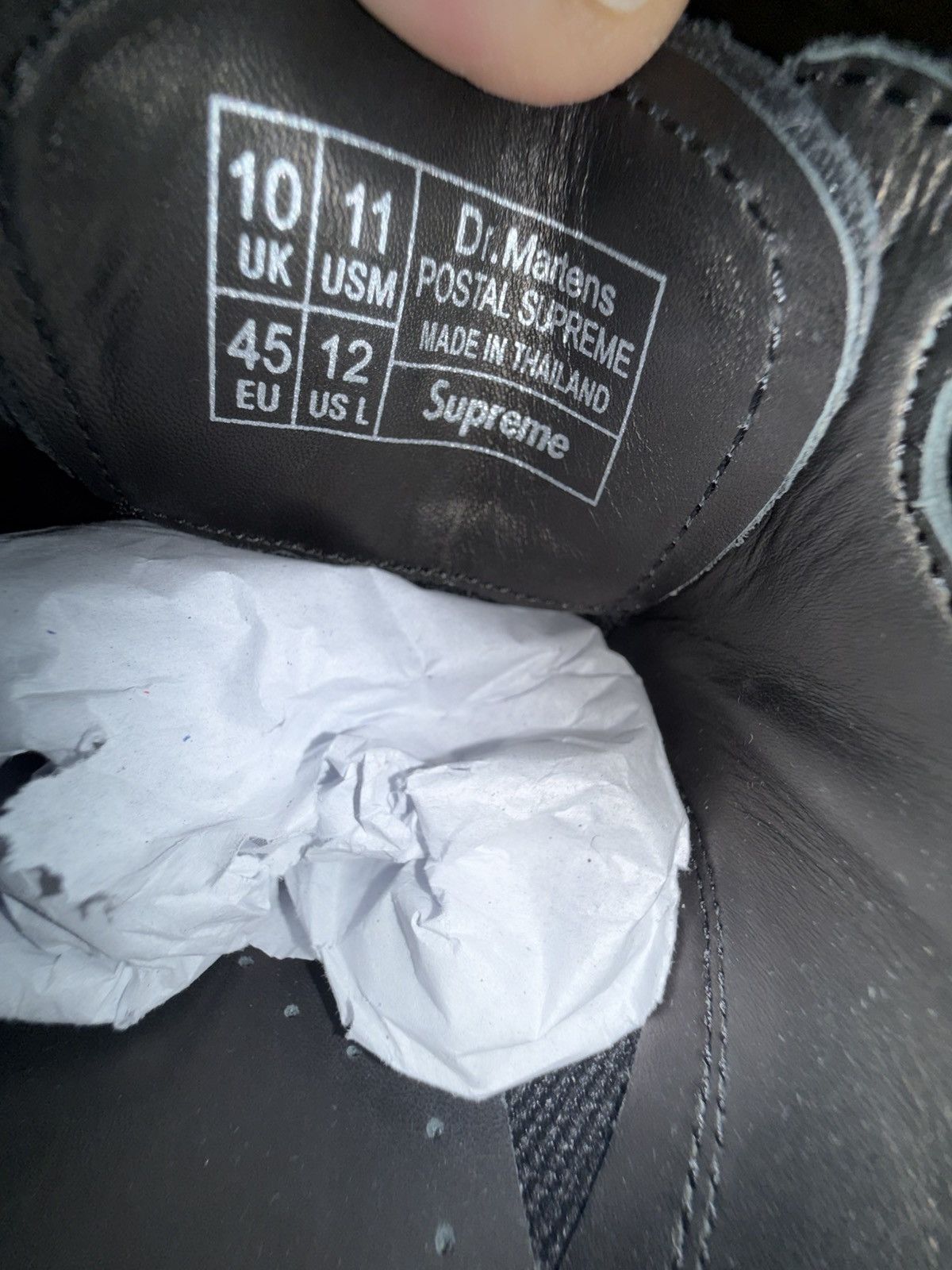 Dr. Martens × Supreme Supreme®/Dr. Martens Postal Supreme Black Size 11 Leather Size US 11 / EU 44 - 8 Thumbnail