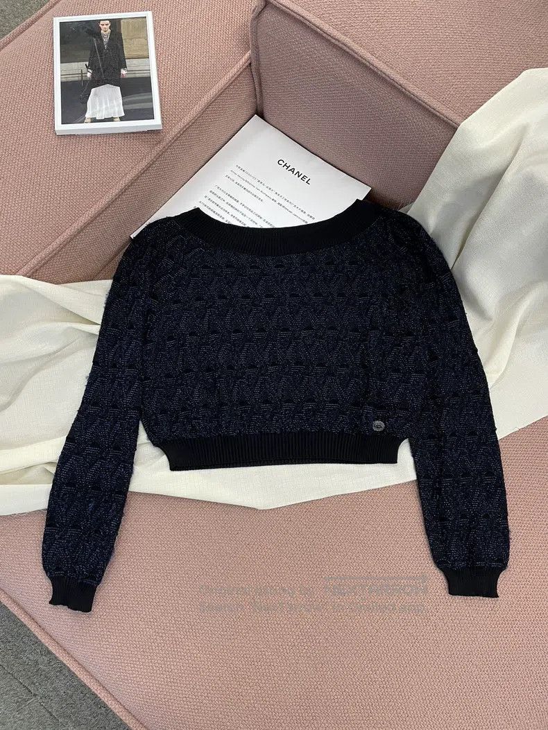 Chanel Chanel Blue and black knitted top with long sleeves Size XS / US 0-2 / IT 36-38 - 1 Thumbnail