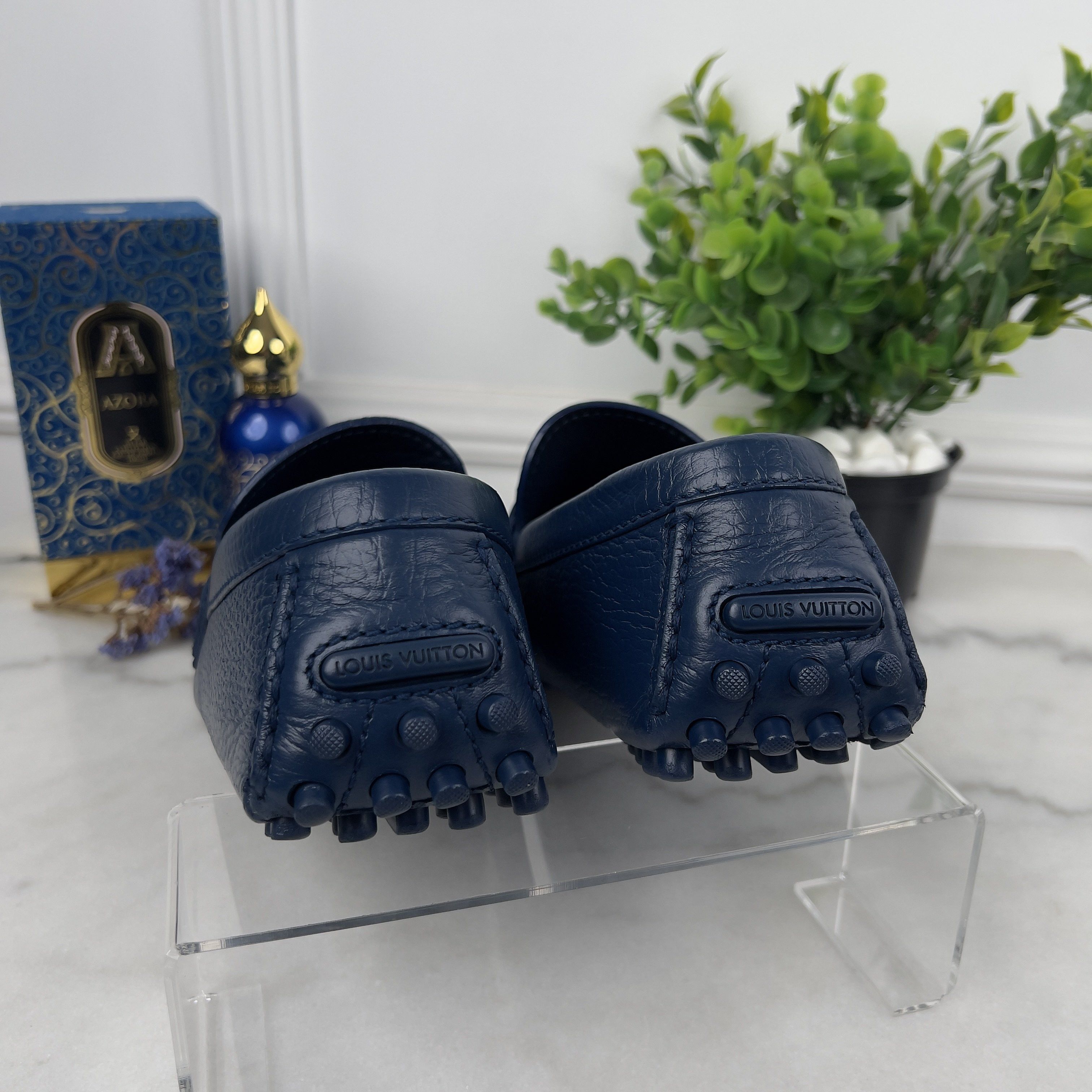 Louis Vuitton Hockenheim Moccasins Grained Blue Leather Size US 8.5 / EU 41-42 - 6 Thumbnail