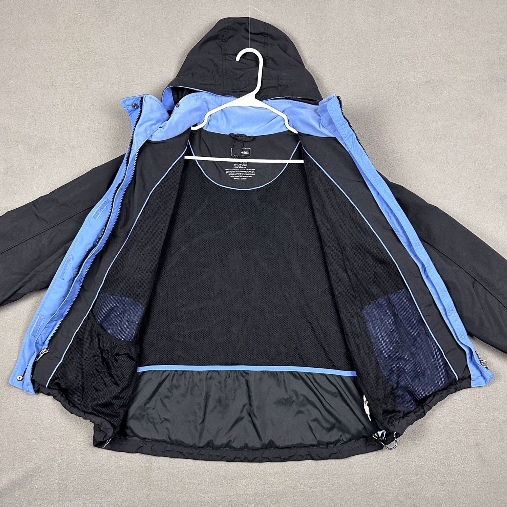 Vintage L.L. Bean Jacket Womens Large Black Full Zip Nylon Windbreaker 3 in 1 with Hooded Pockets Rain Coat Size L / US 10 / IT 46 - 3 Thumbnail