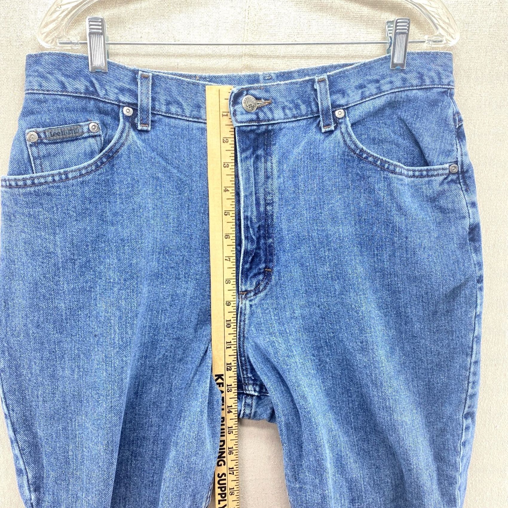 Lee VTG Lee Jeans Womens 18 Dark Blue Denim Pants Riveted High Rise USA Mom Jeans US Flag Theme Size 40" / US 18 - 3 Thumbnail