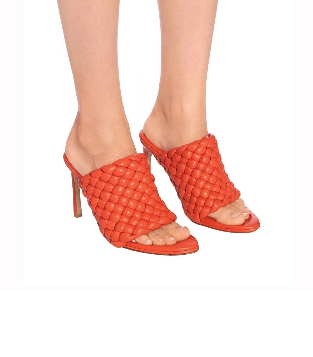 Bottega Veneta Bottega Veneta Intrecciato Weave Leather Orange Mules Sz 38 Size US 8 / IT 38 - 2 Thumbnail