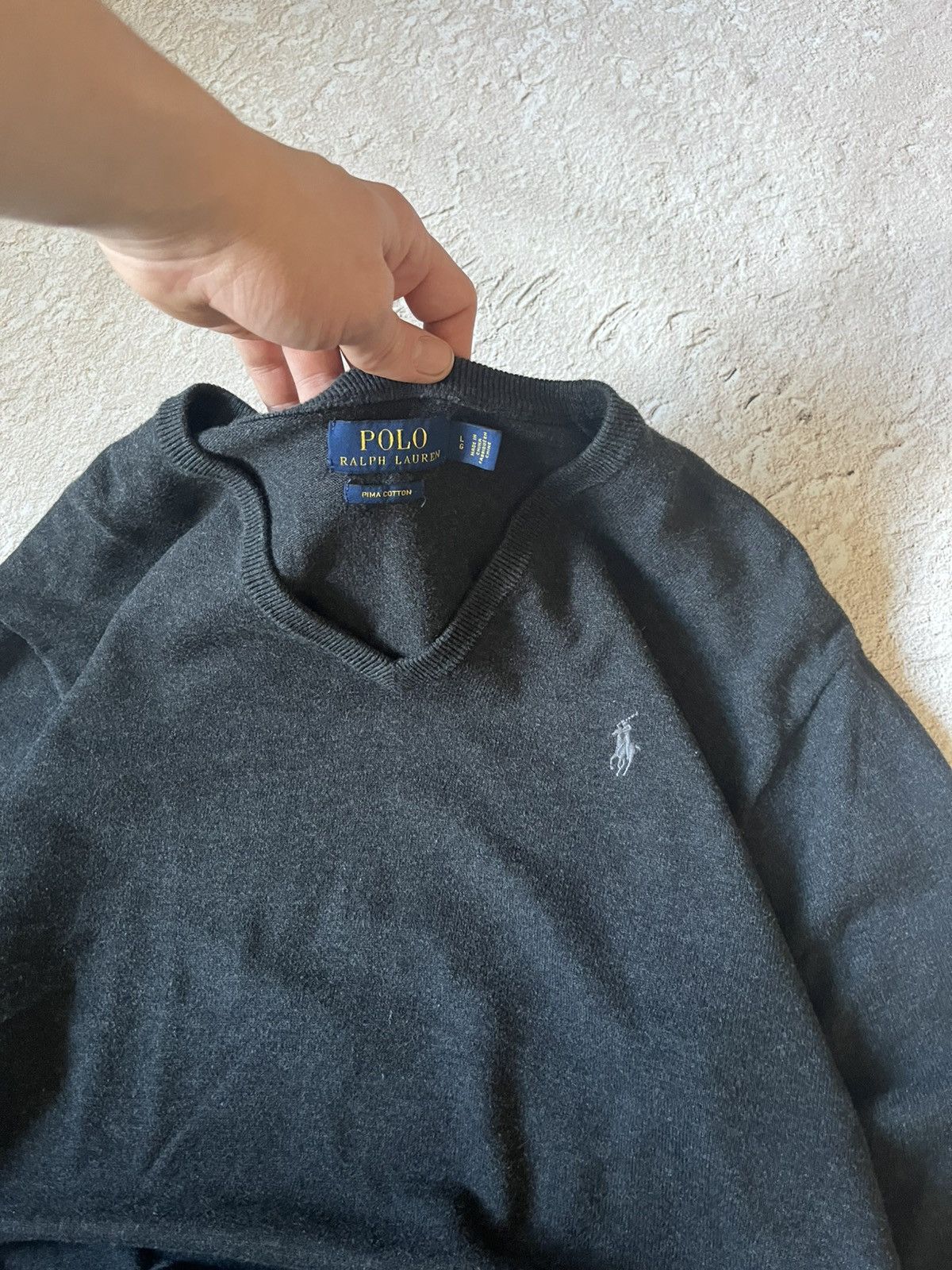 Polo Ralph Lauren Polo Ralph Lauren Black V-Neck Knit Sweater Size US L / EU 52-54 / 3 - 4 Thumbnail
