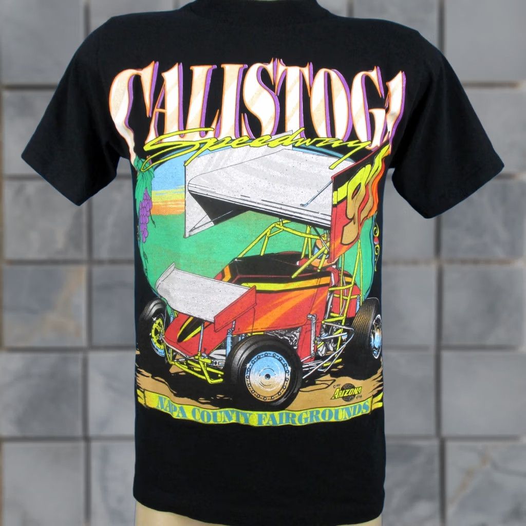 Vintage vtg 90s CALISTOGA SPRINT CAR RACING T-Shirt SMALL single stitch world of outlaws Mens Shirt XS? Size US S / EU 44-46 / 1 - 1 Thumbnail