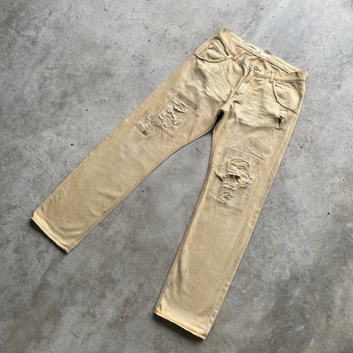 Japanese Brand THRASHED💥 Global Work Japan Vintage Distressed Jeans Pants Size US 32 / EU 48 - 2 Thumbnail