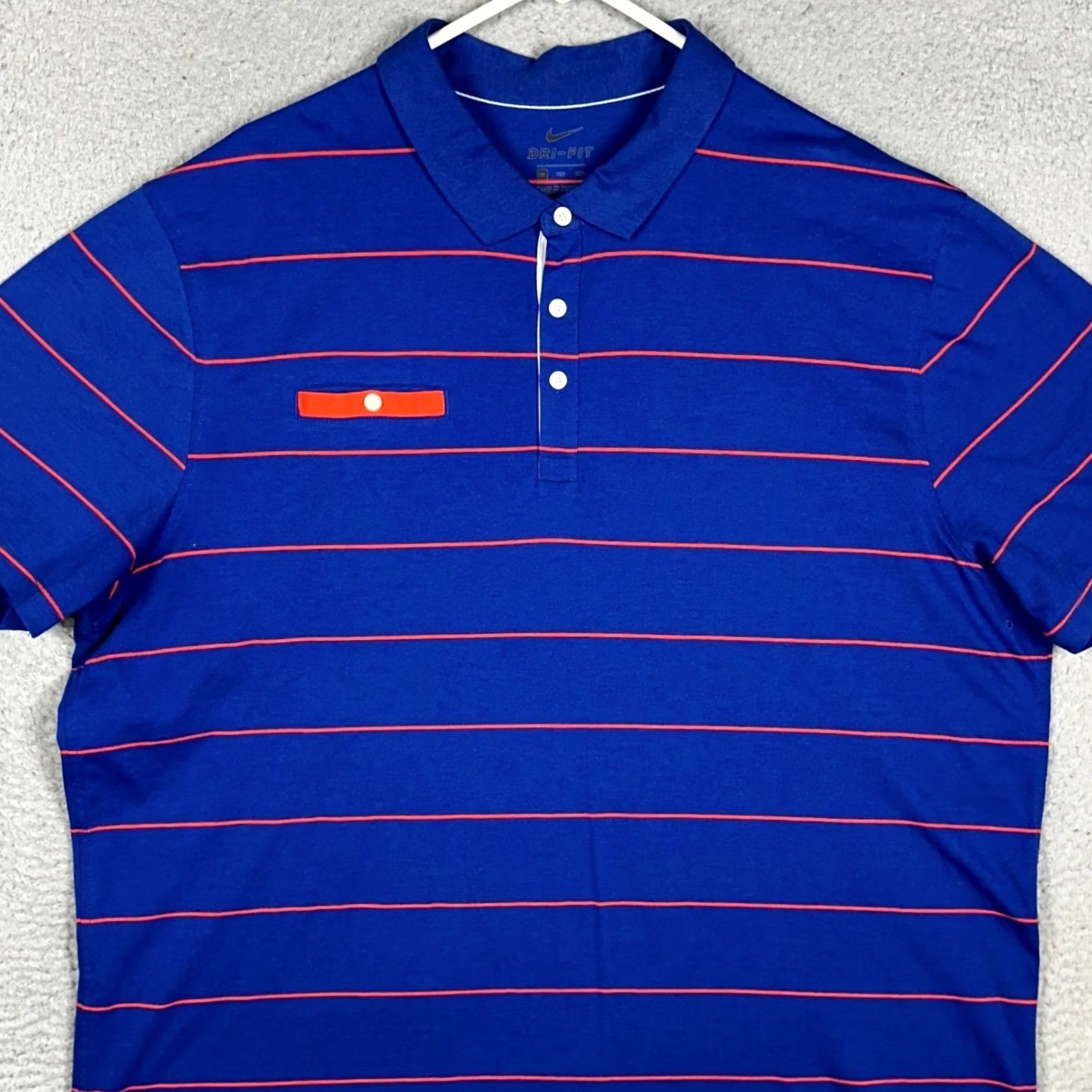 Nike Nike Polo Shirt Mens 2XL Blue Orange Dri-Fit Short Sleeve Striped Polo Shirt EUC Size US XXL / EU 58 / 5 - 2 Thumbnail