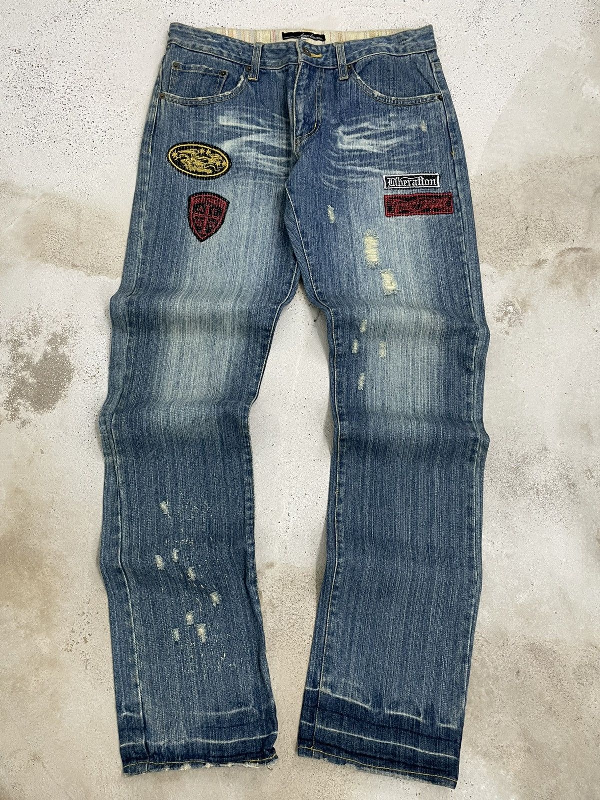 Japanese Brand Japan Armee Francaise Distressed Patchwork Liberation Denim Size US 32 / EU 48 - 1 Thumbnail