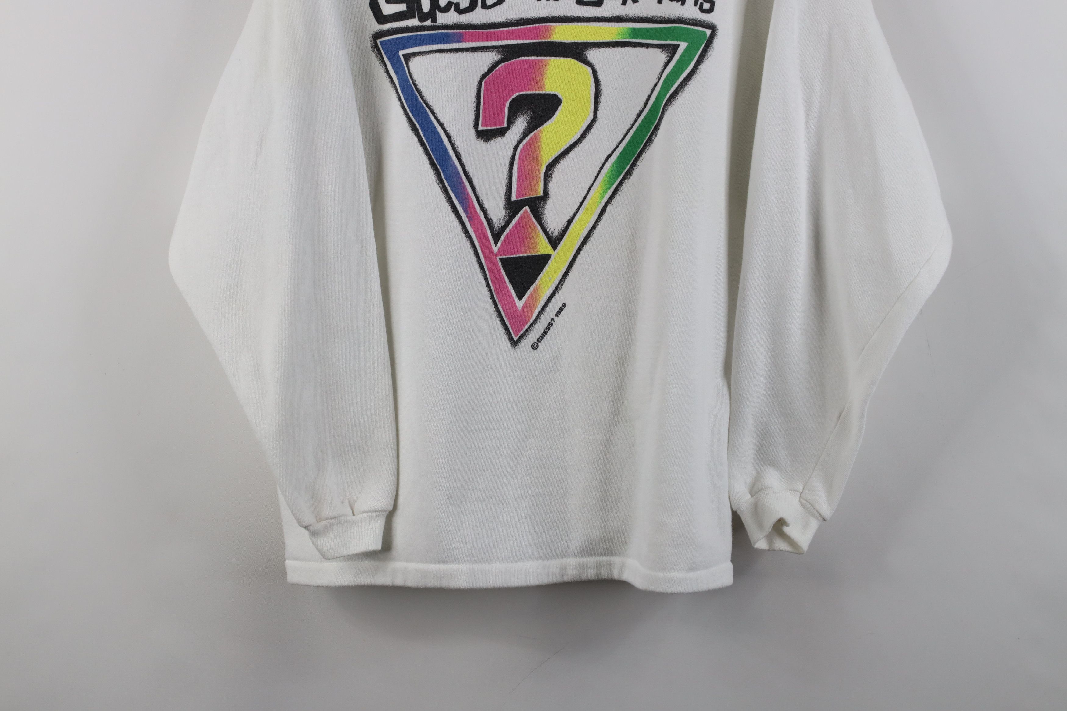 Guess × Vintage Vintage 80s Guess Rainbow Crewneck Sweatshirt White USA Size ONE SIZE - 3 Thumbnail