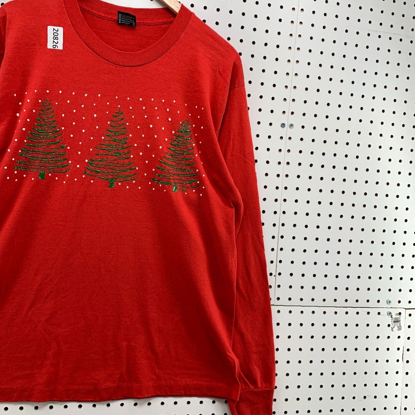 Vintage VINTAGE Screen Stars 90s Christmas Tree Graphic Long Sleeve Shirt Red Adult Large 21x29 Mens Size US L / EU 52-54 / 3 - 4 Thumbnail