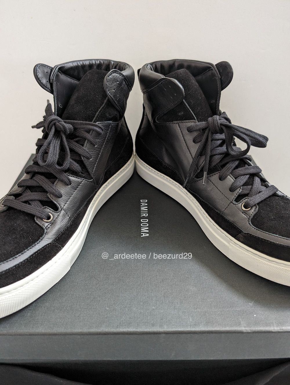 Damir Doma *NEW* BLACK FIDREA LEATHER/SUEDE HIGH TOP SNEAKERS Size US 8 / EU 41 - 3 Thumbnail