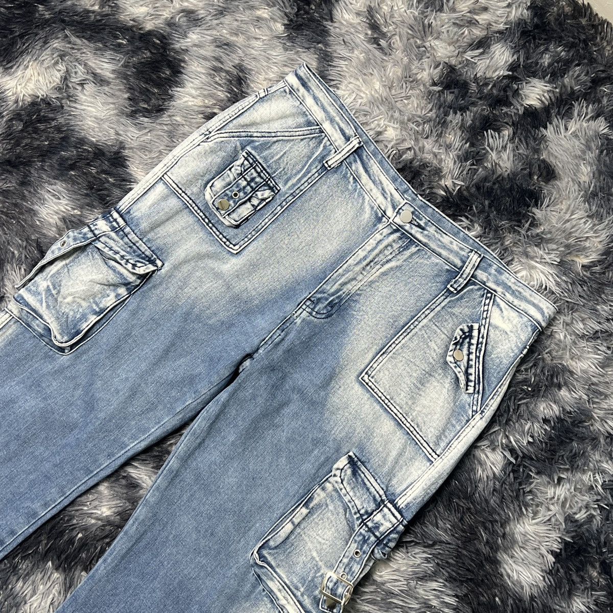 Japanese Brand Romwe Wide Loose MultiPocket Denim Cargo Pants Size US 36 / EU 52 - 3 Thumbnail