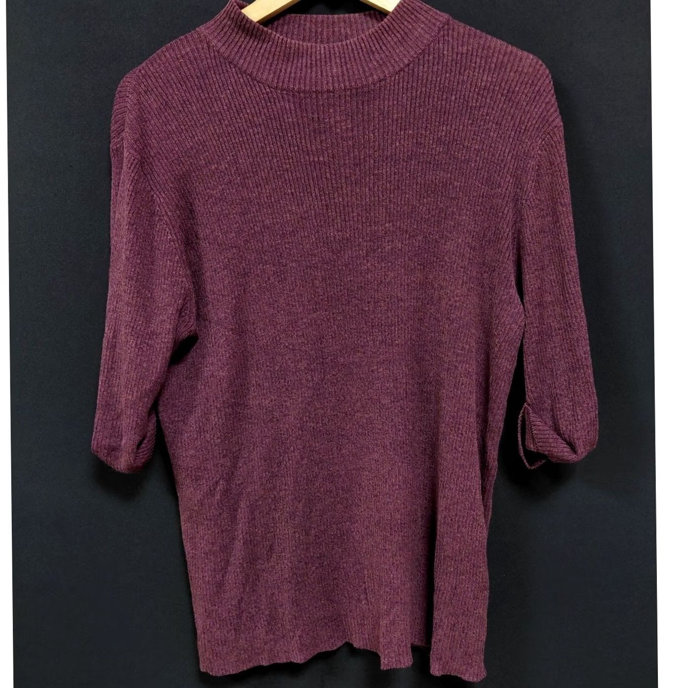 Vintage Norton Silk Blend Top Purple 3/4 Sleeve Women XL Knit Crew Neck Pullover Solid Holiday/Workwear Size XL / US 12-14 / IT 48-50 - 2 Thumbnail