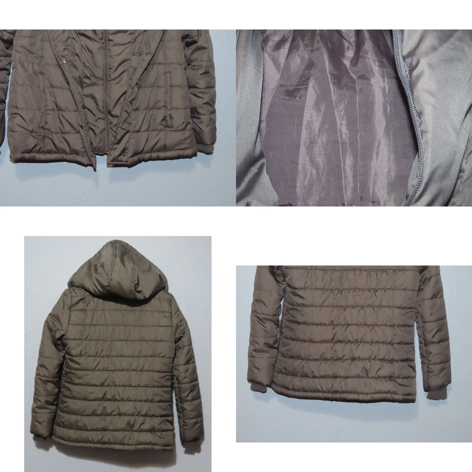 Vintage Rampage Gray Quilted Women's L Hooded Puffer Coat Jacket/Coat Long Sleeve Zip Mid-Length Winter Regular Beanies? Size L / US 10 / IT 46 - 8 Thumbnail