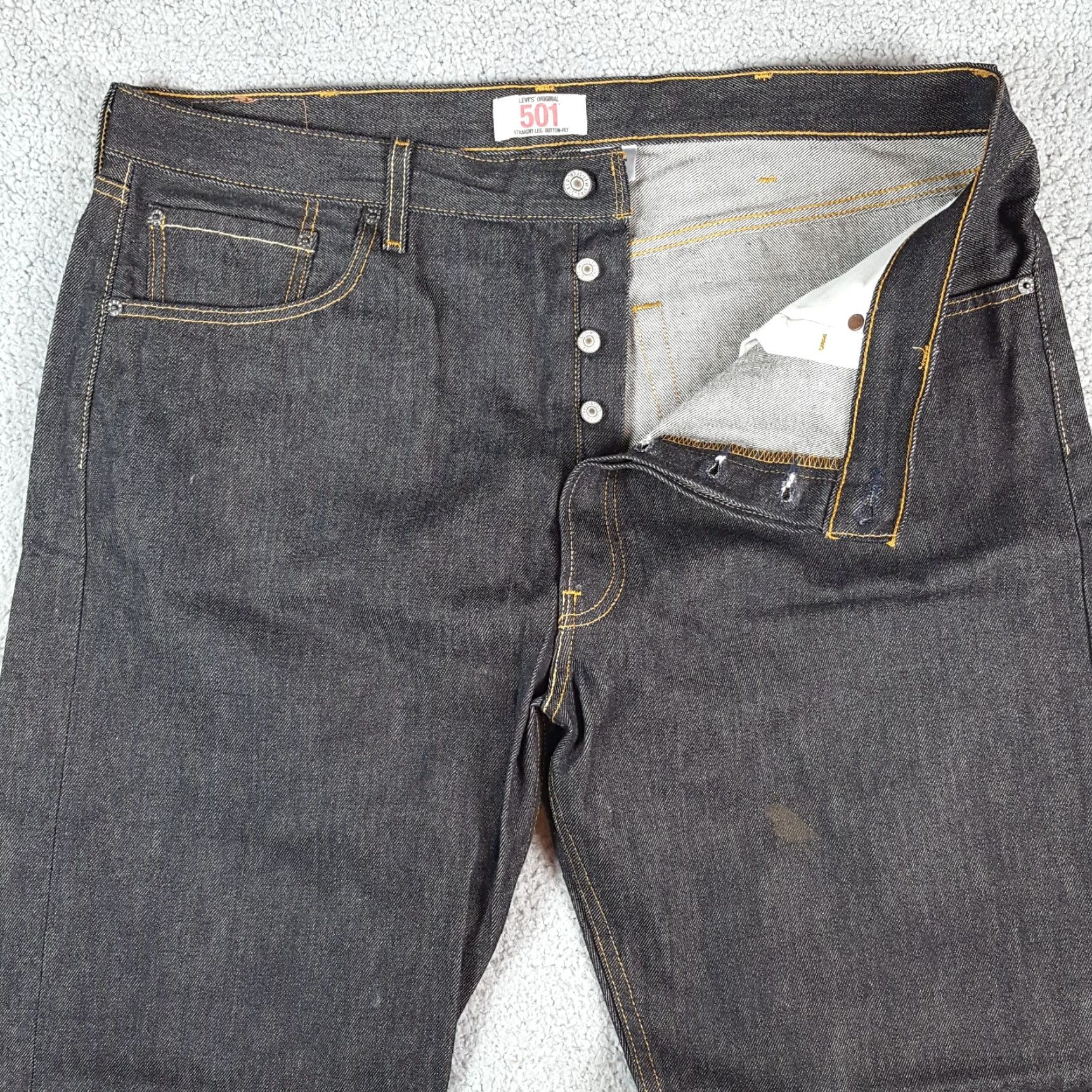 Levi's VINTAGE Levi's 501 Jeans Mens 42x32 Black Denim Straight 5-Pocket Western Button Fly Old School Cowboy 90s 00s Rock Style Regular Fit Size 42 Size US 42 / EU 58 - 7 Thumbnail