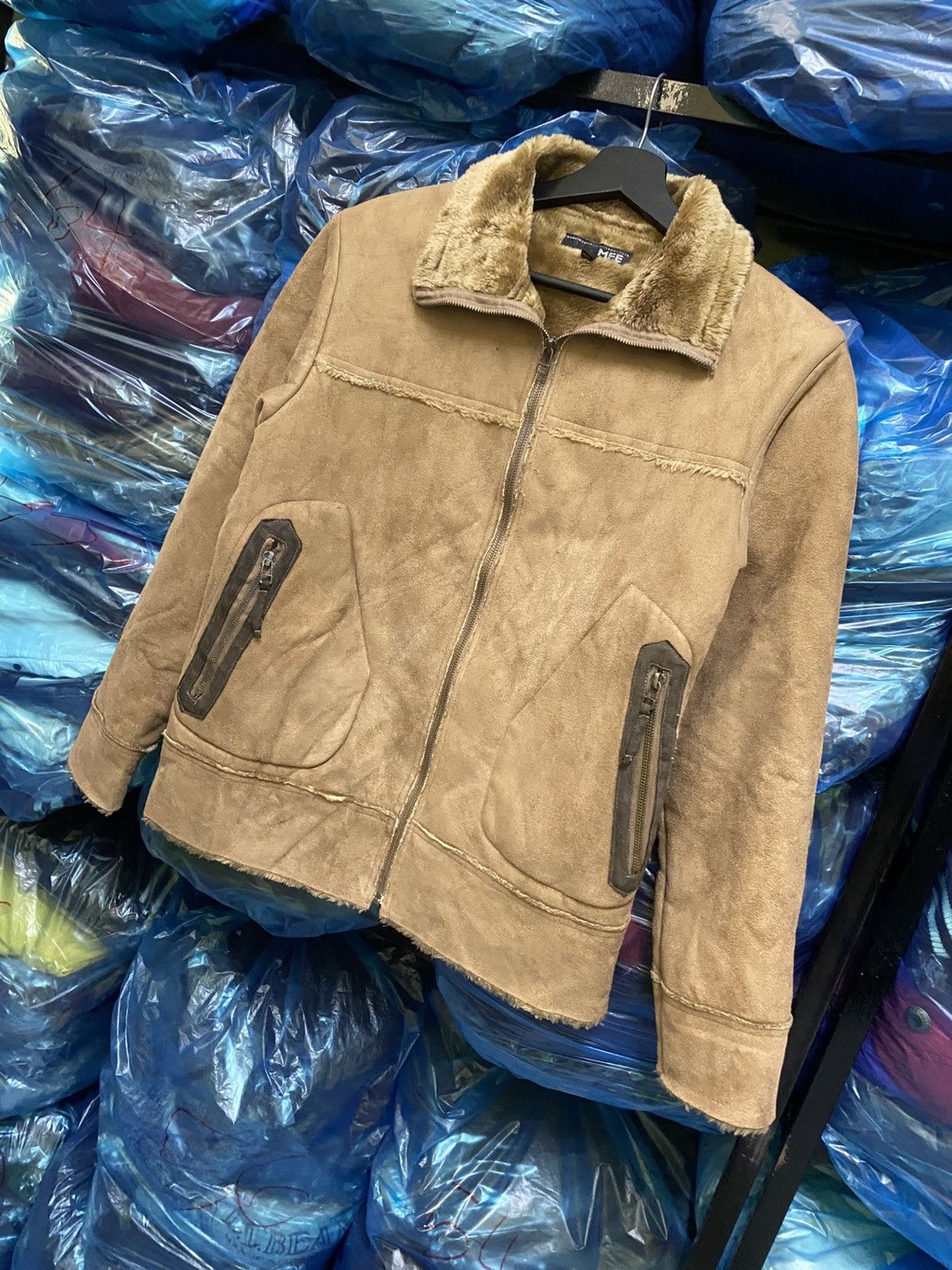 Japanese Brand Vintage MFE Faux Shearling Jacket - Men’s Tan Winter Size US S / EU 44-46 / 1 - 4 Thumbnail
