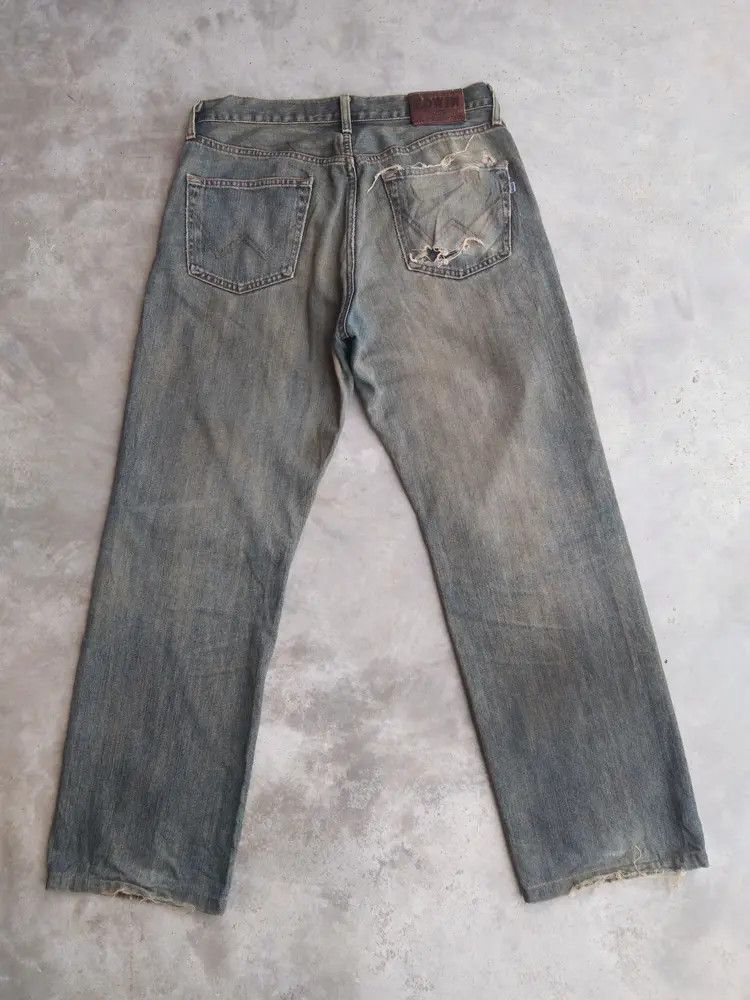 Japanese Brand Vintage Edwin Mud Wash Distressed Jeans 32x29 Size US 32 / EU 48 - 2 Thumbnail