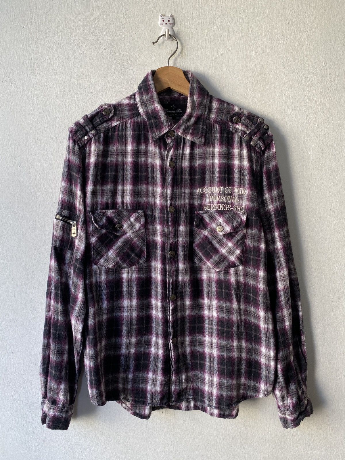 Japanese Brand × Seditionaries Bernings Sho Punk Skull Design Shadow Plaid Button Up Size US L / EU 52-54 / 3 - 4 Thumbnail