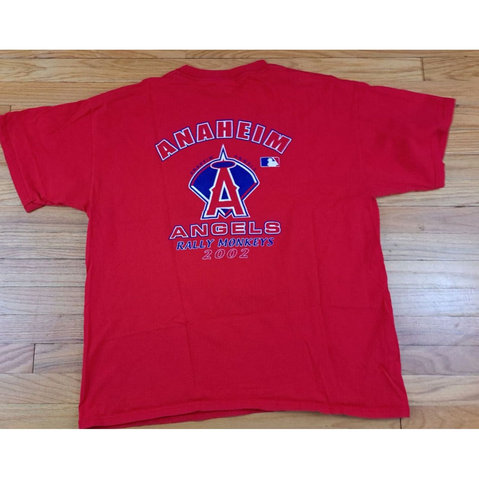 Vintage VINTAGE Anaheim Angels Baseball 2002 AL Champions T-Shirt 2XL Rally Monkees Men Short Sleeve Red Baseball Mens 2XL Angels Size US XXL / EU 58 / 5 - 5 Thumbnail