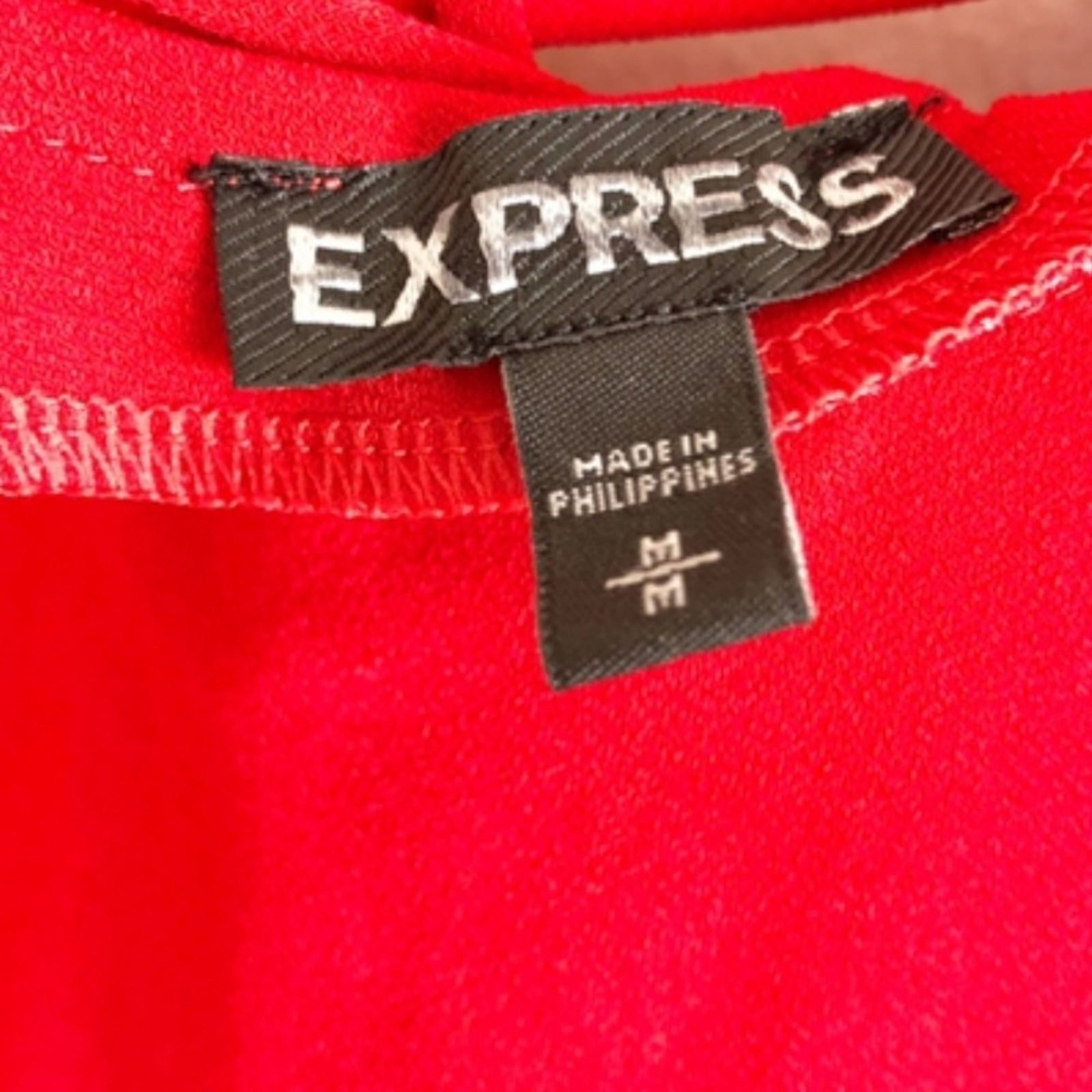 Express Express Women’s Red Lace Up Long Sleeve Sexy Blouse Size M / US 6-8 / IT 42-44 - 13 Thumbnail