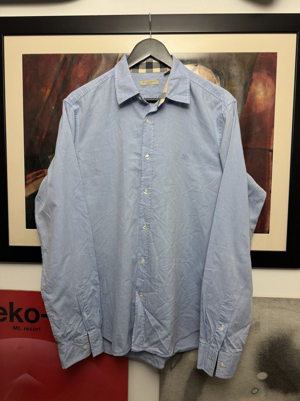 Burberry Burberry Button Up Casual Shirt Blue Nova Check Rare Luxury Size US L / EU 52-54 / 3 - 2 Thumbnail