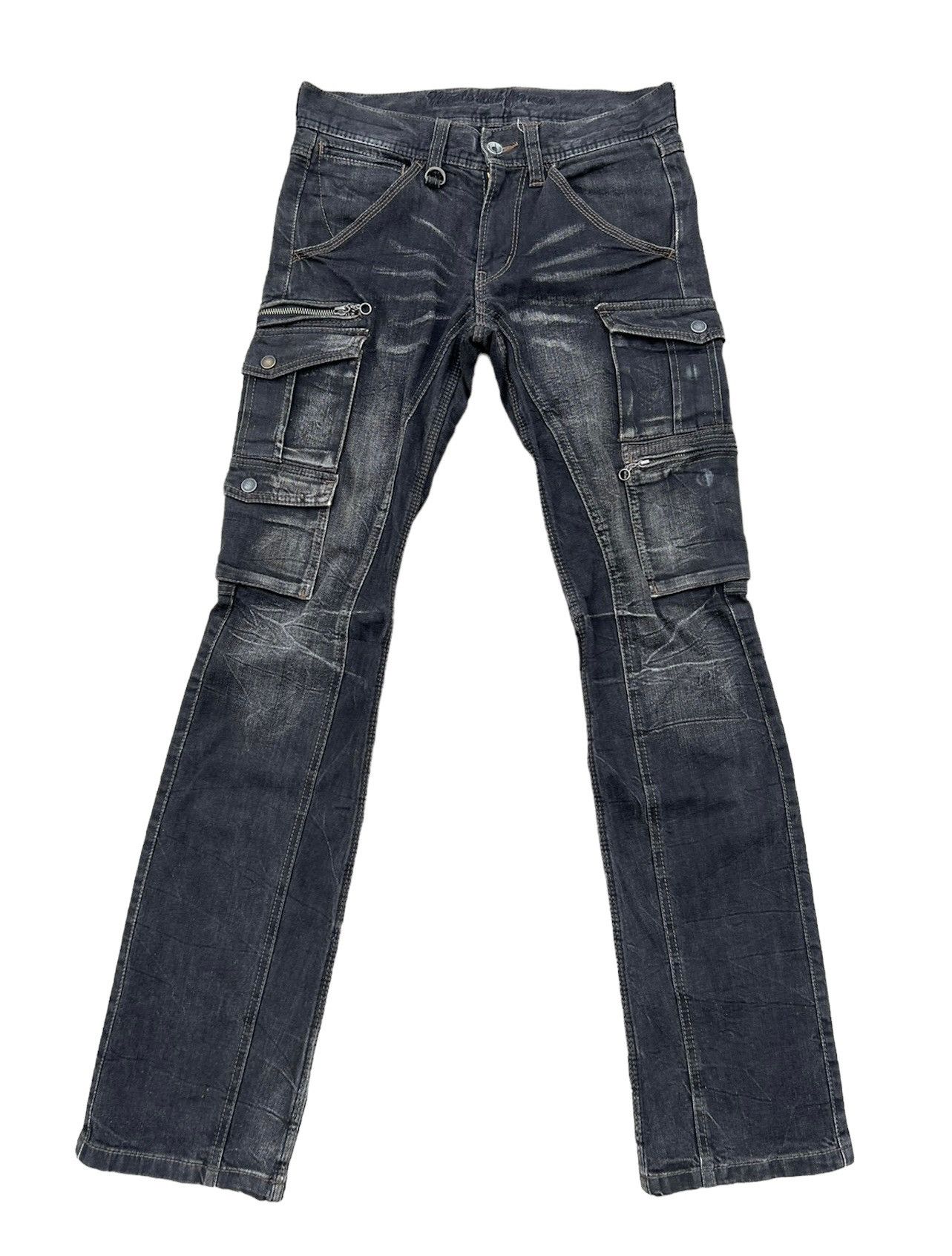 Nicole Club Nicole Japan Faded Black Stretch Denim Cargo Trouser Size US 29 - 1 Thumbnail